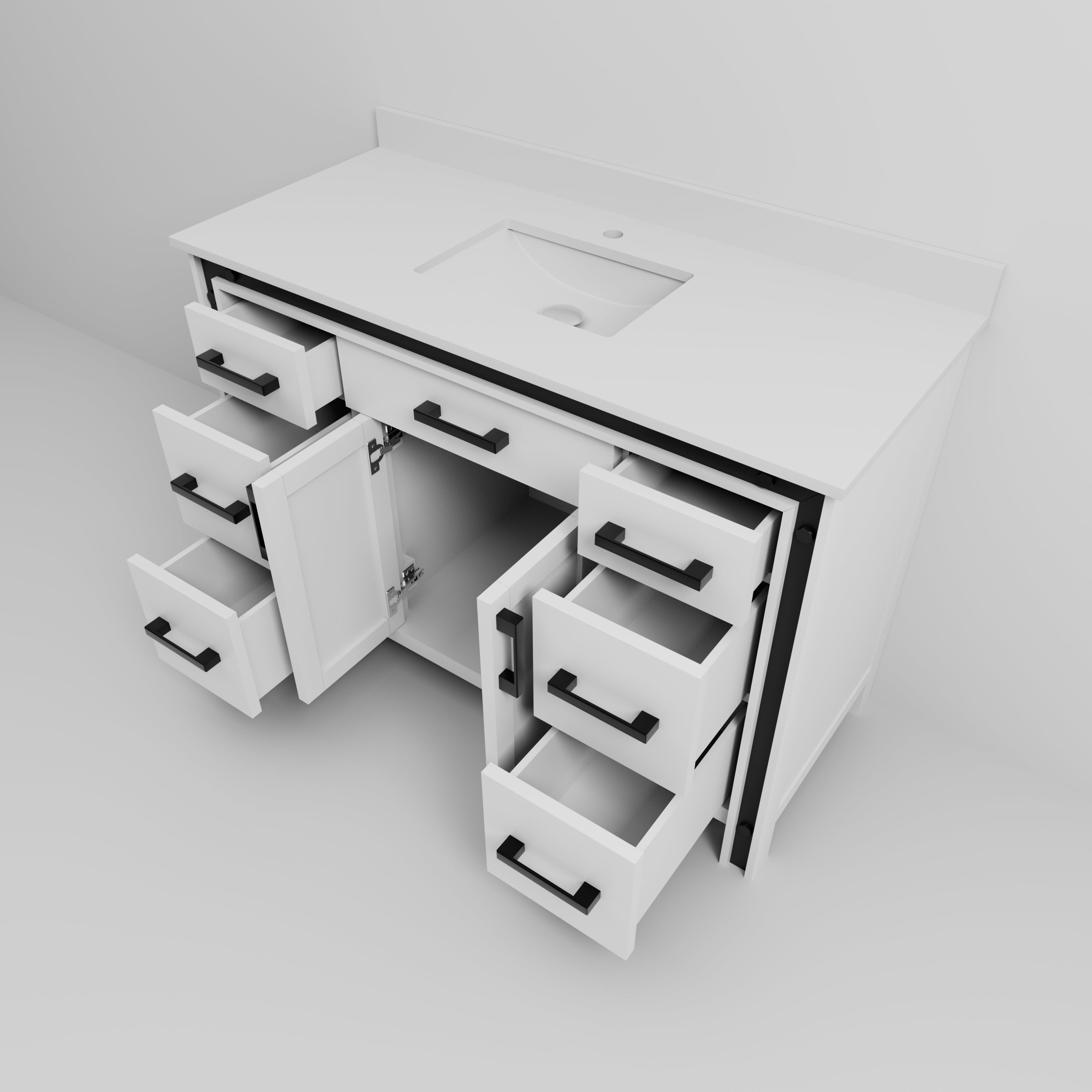 Ziva 48 in W x 22 in D White Bath Vanity – GS Design Center LLC