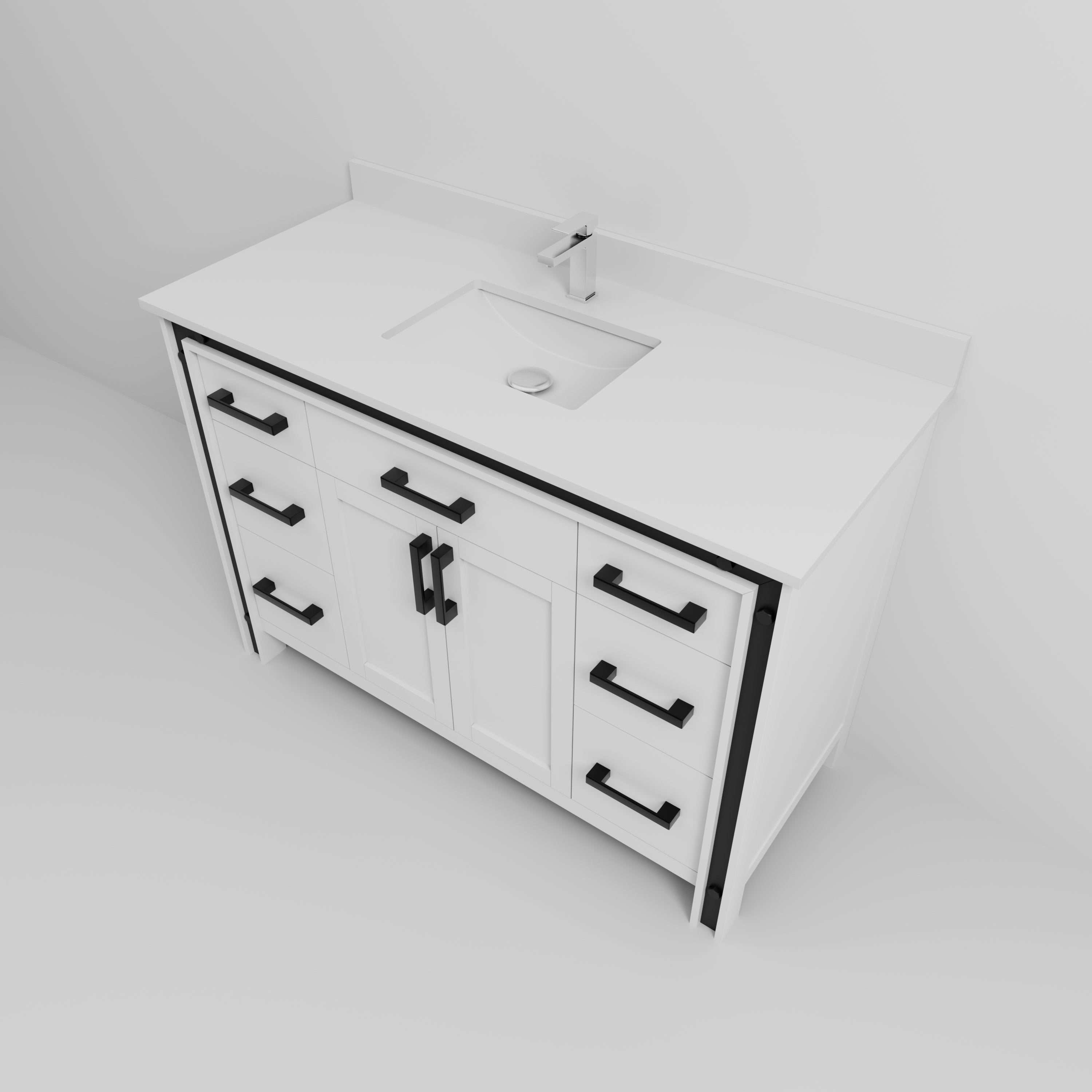 Ziva 48 in W x 22 in D White Bath Vanity – GS Design Center LLC