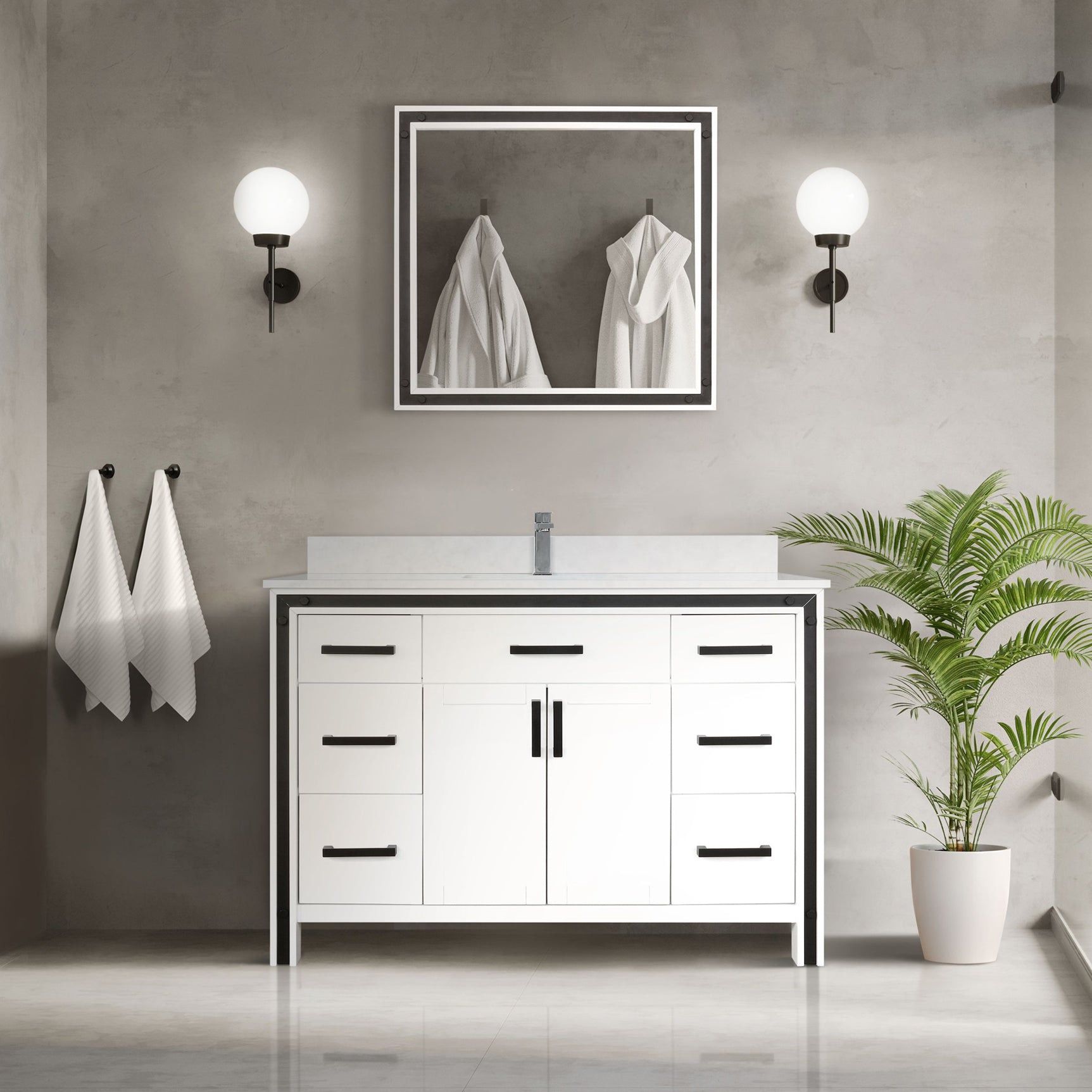 Ziva 48 in W x 22 in D White Bath Vanity – GS Design Center LLC