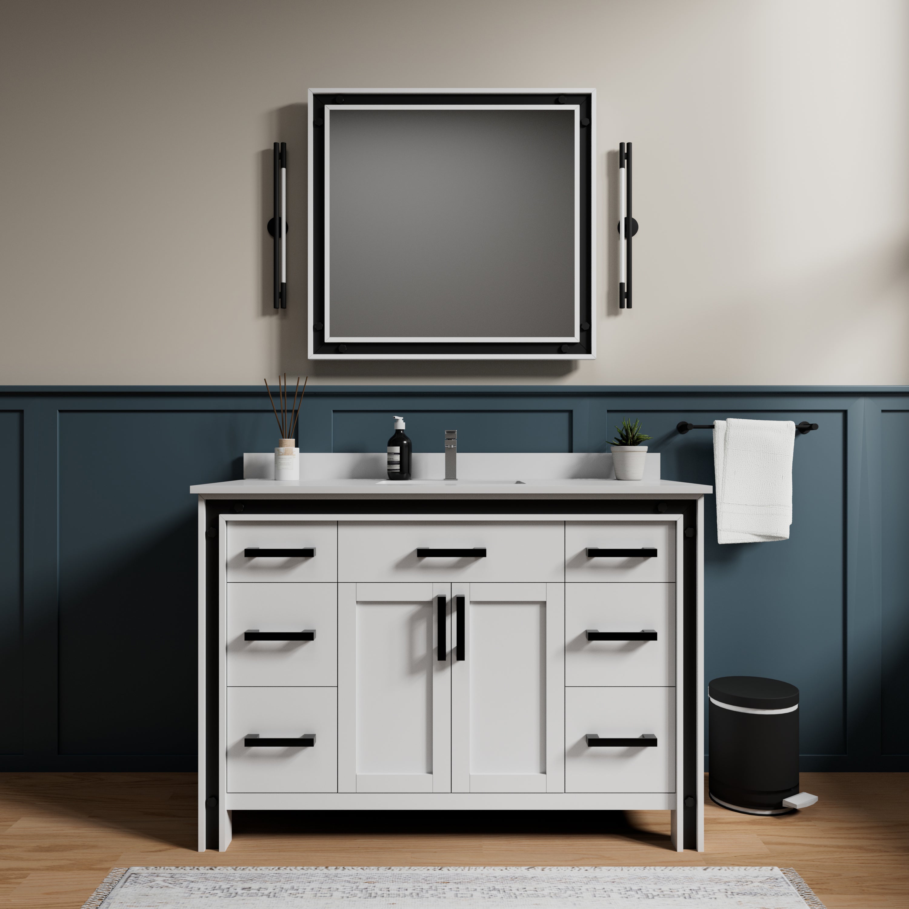 Ziva 48 in W x 22 in D White Bath Vanity
