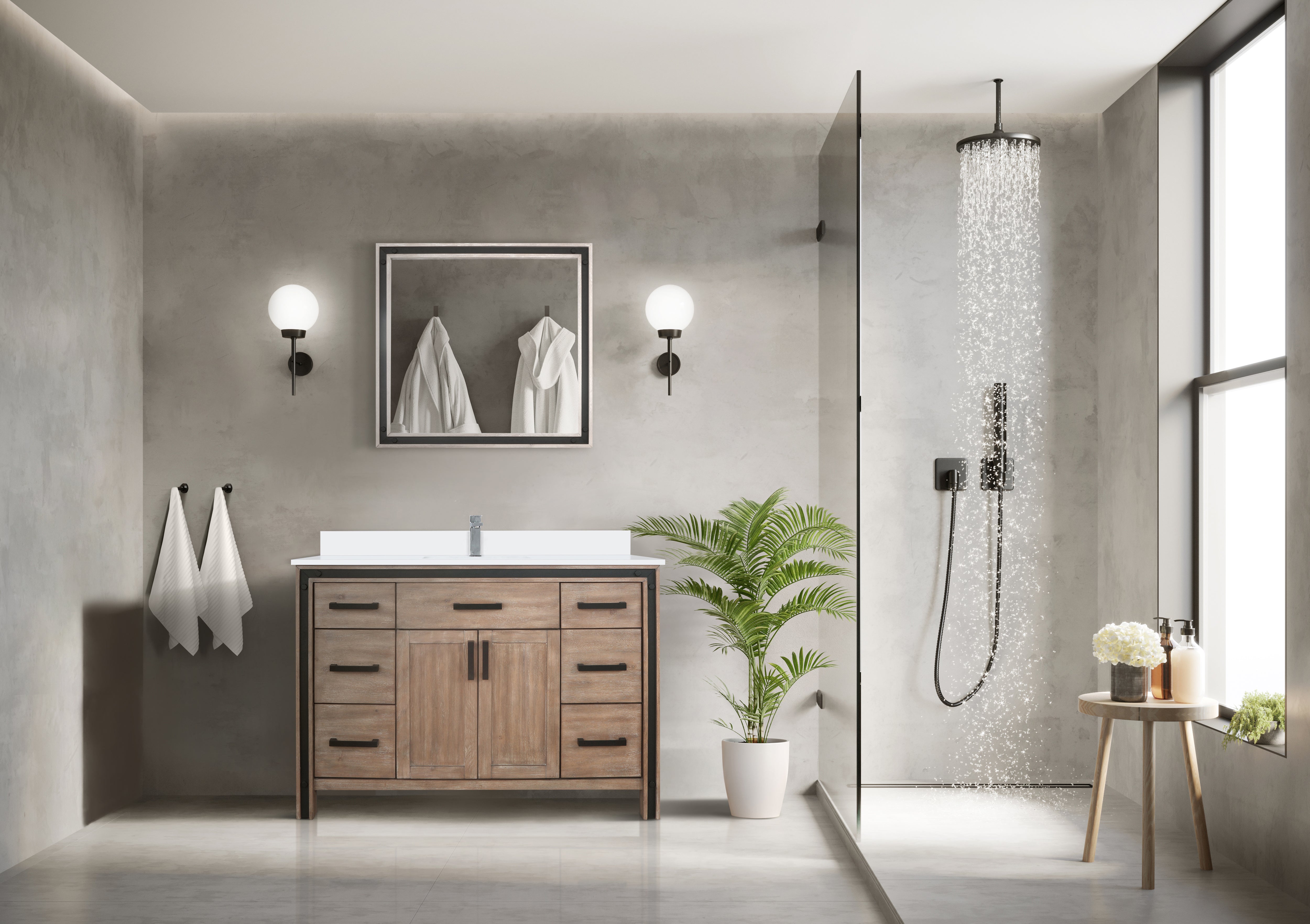 Ziva 48 in W x 22 in D Rustic Barnwood Bath Vanity