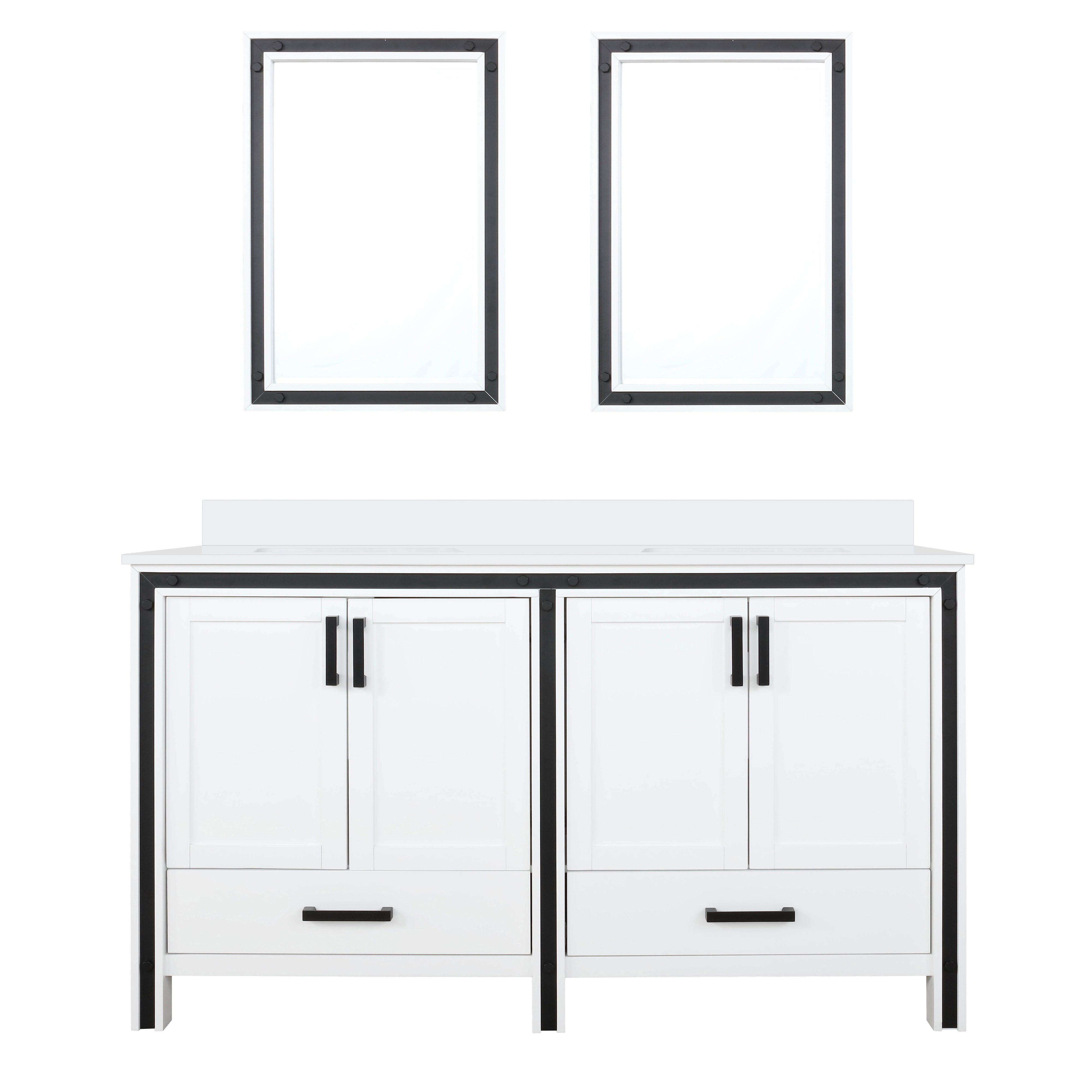 Ziva 60 in W x 22 in D White Double Bath Vanity