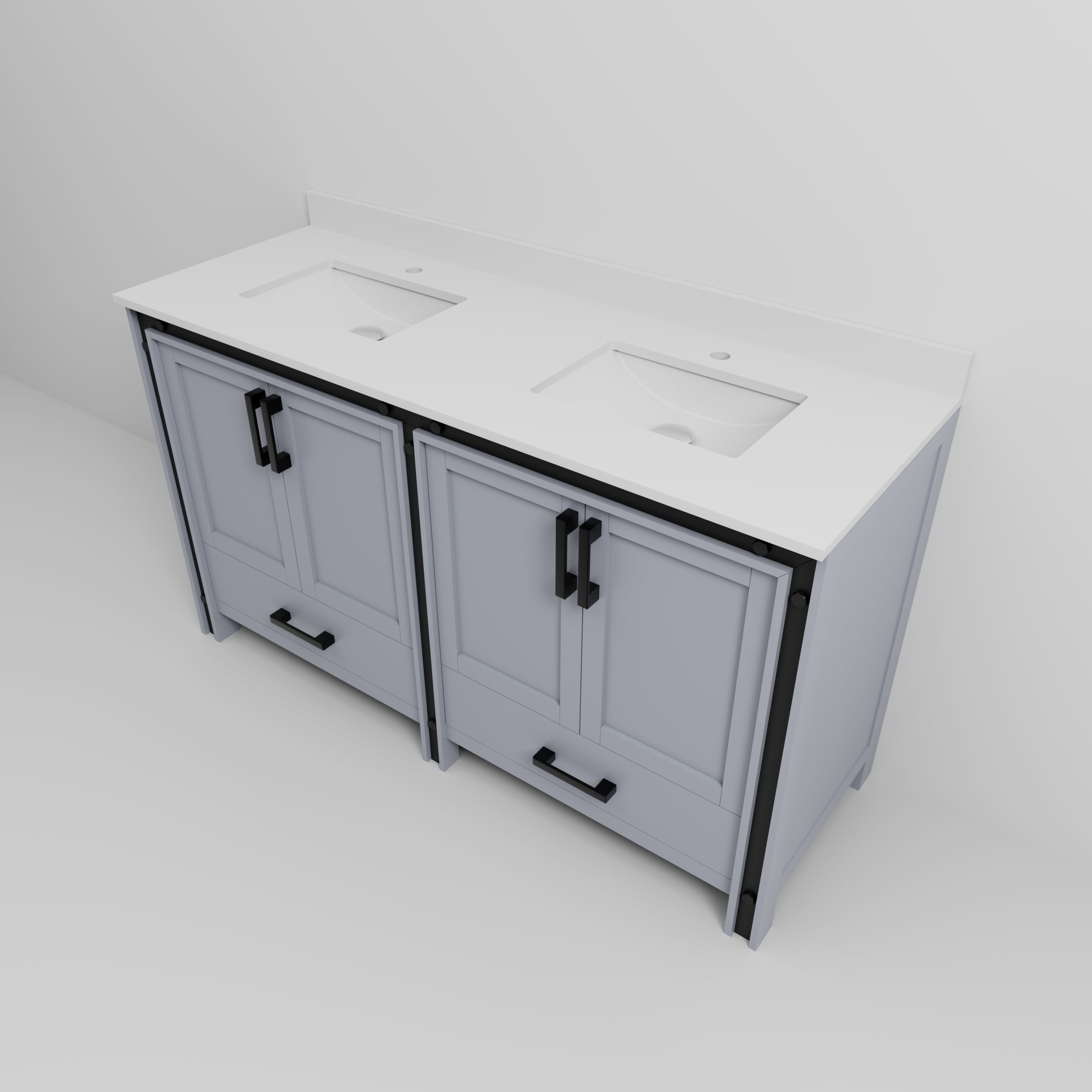 Ziva 60 in W x 22 in D Dark Grey Double Bath Vanity