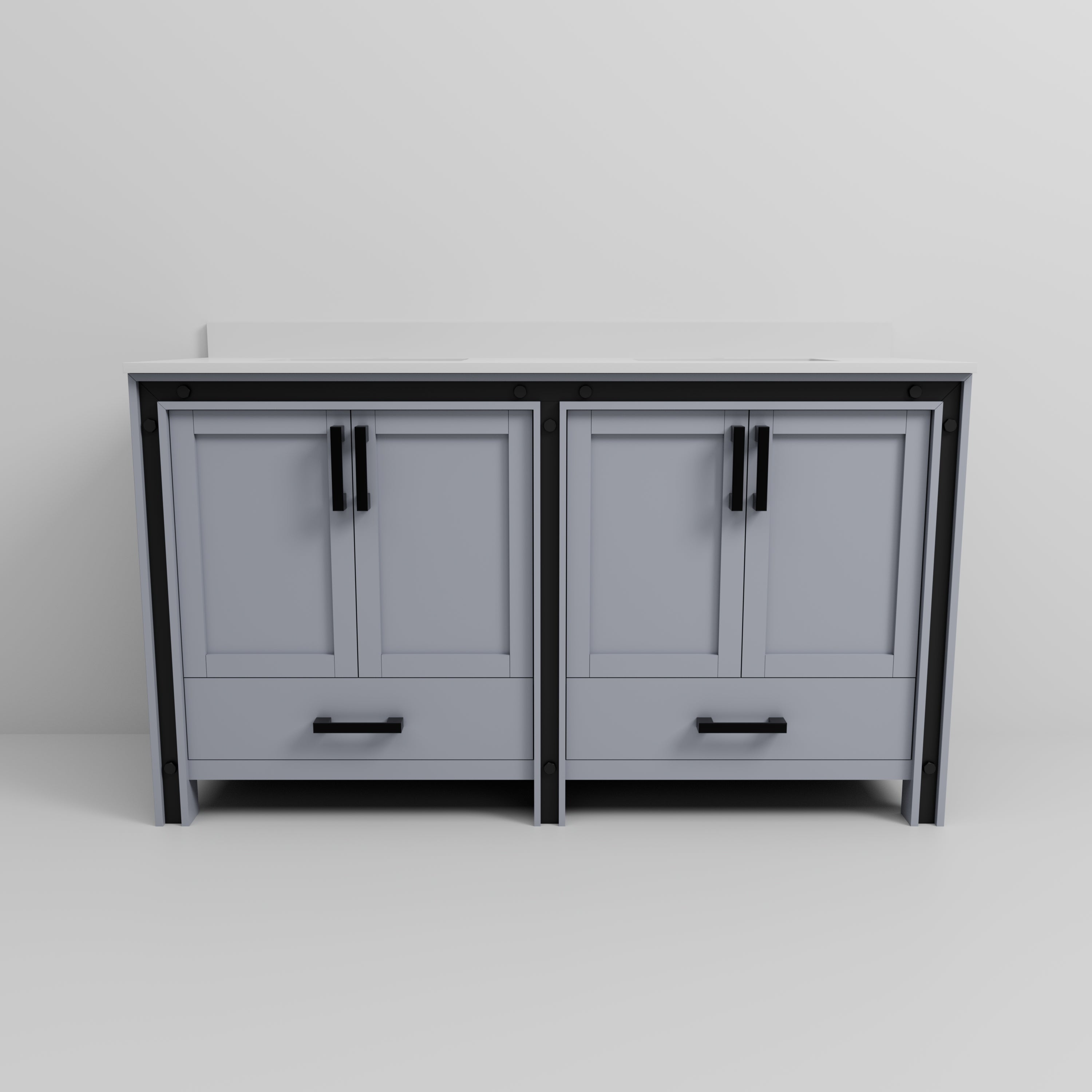 Ziva 60 in W x 22 in D Dark Grey Double Bath Vanity
