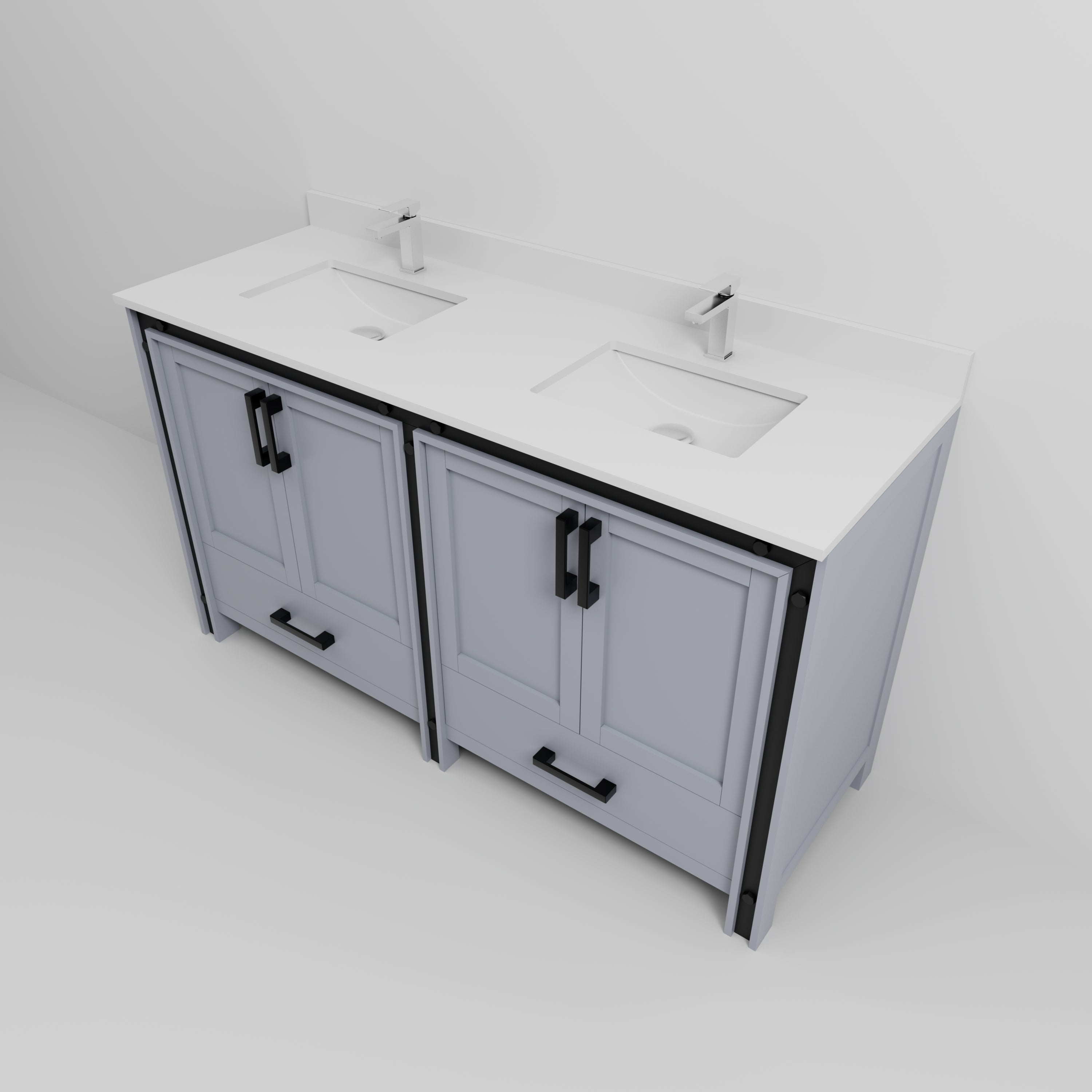 Ziva 60 in W x 22 in D Dark Grey Double Bath Vanity