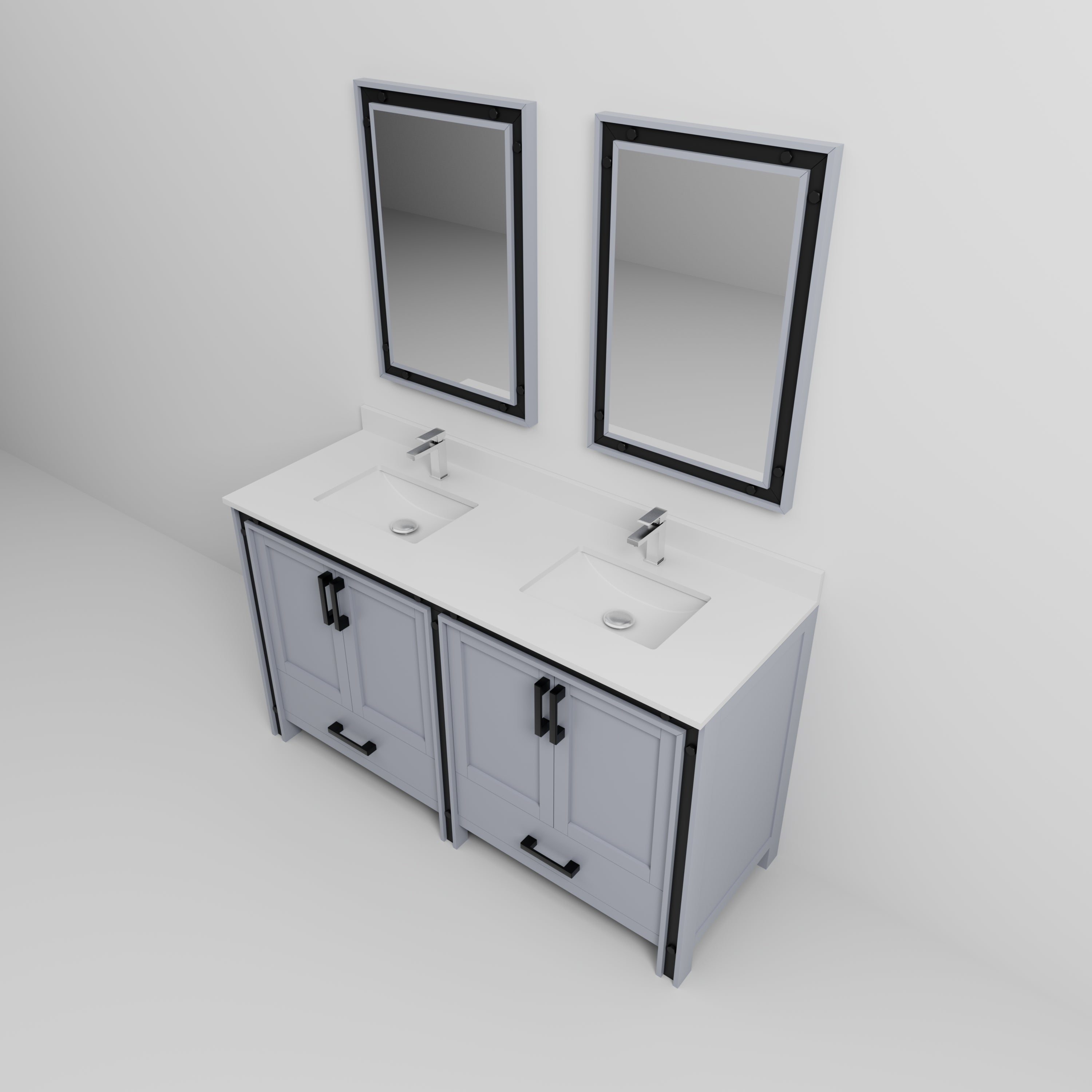 Ziva 60 in W x 22 in D Dark Grey Double Bath Vanity