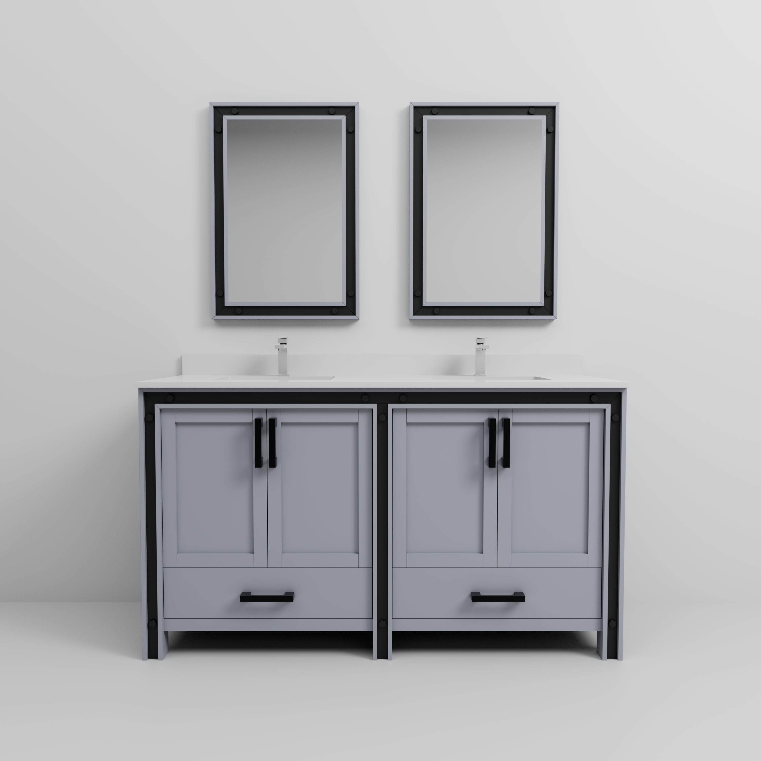 Ziva 60 in W x 22 in D Dark Grey Double Bath Vanity