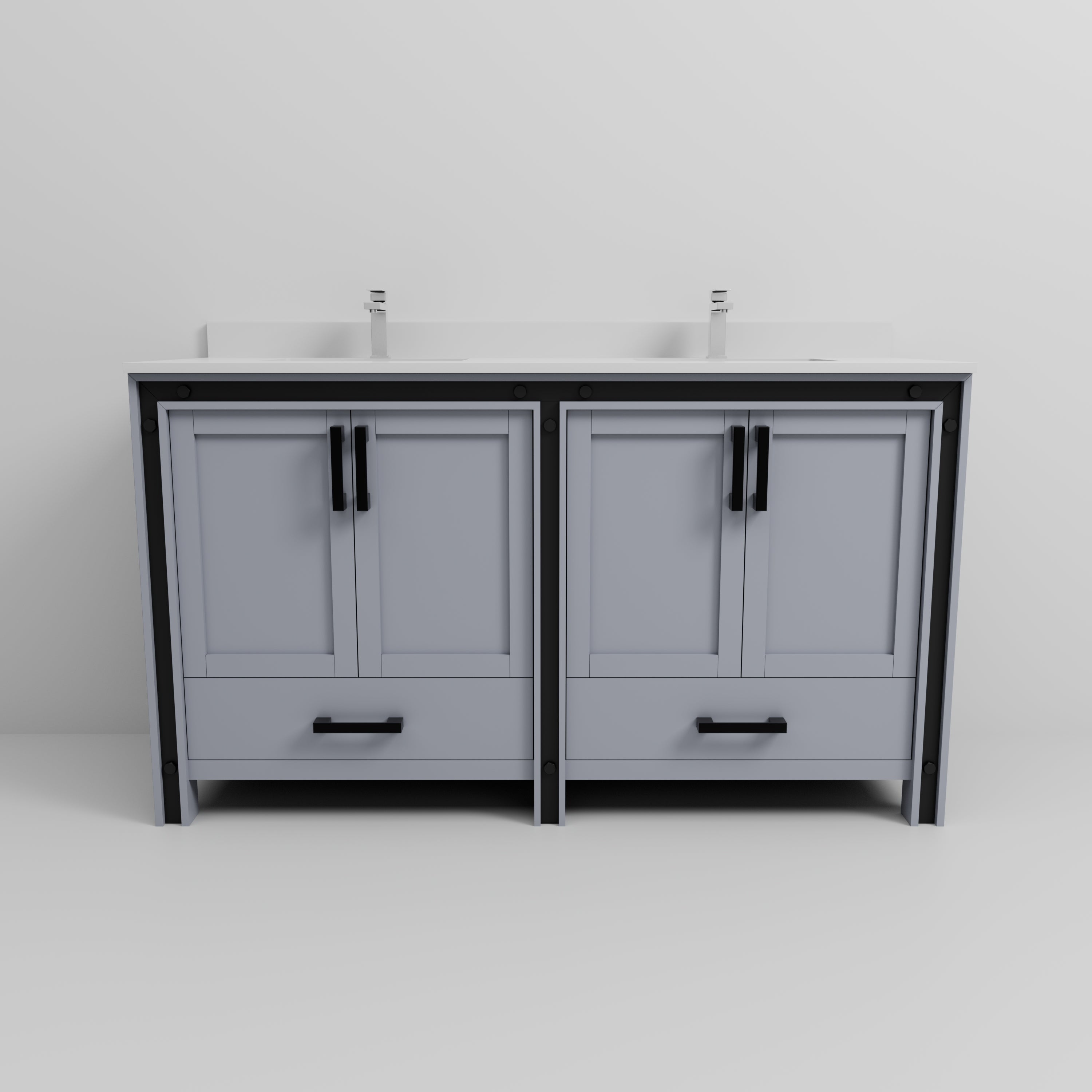 Ziva 60 in W x 22 in D Dark Grey Double Bath Vanity