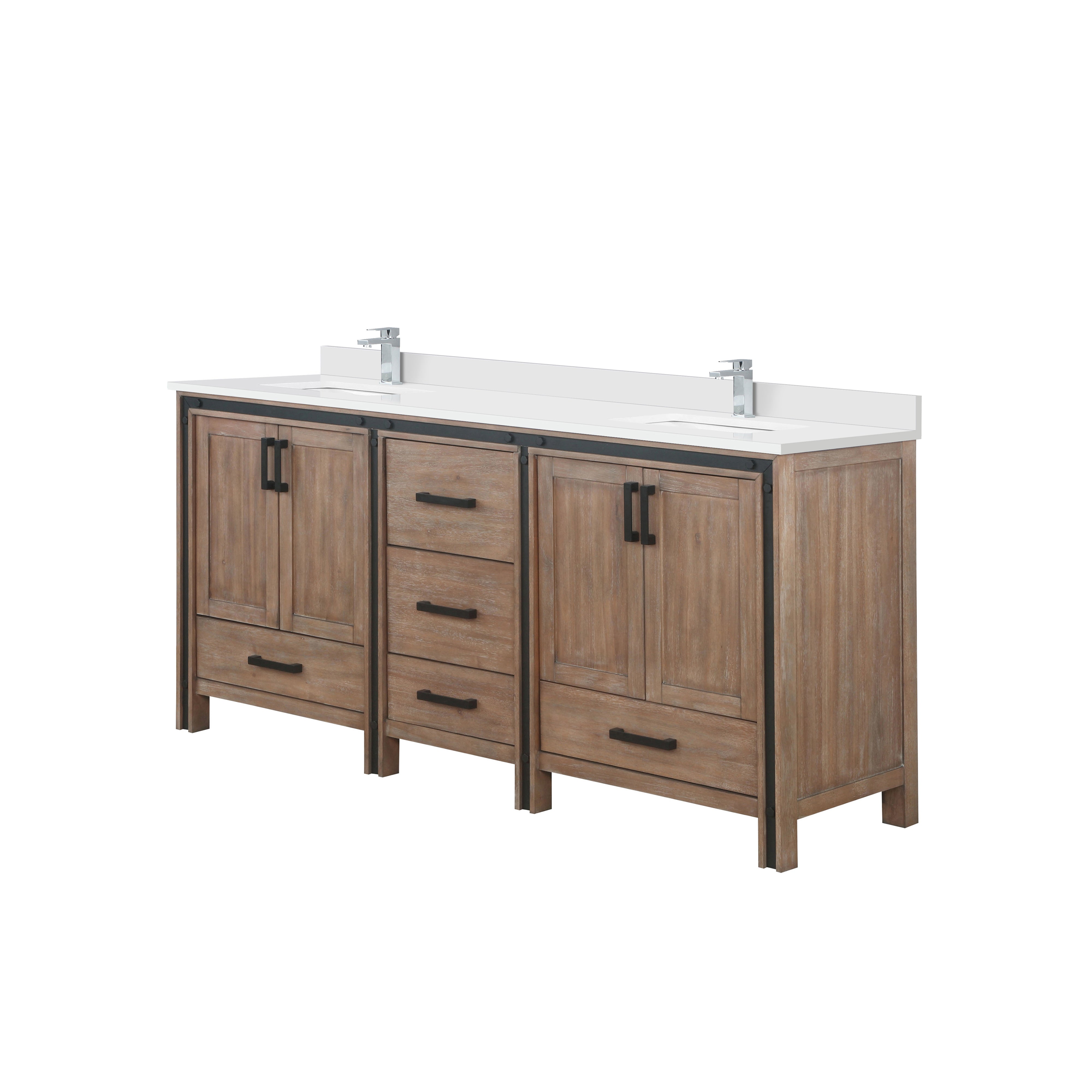 Ziva 72 in W x 22 in D Rustic Barnwood Double Bath Vanity
