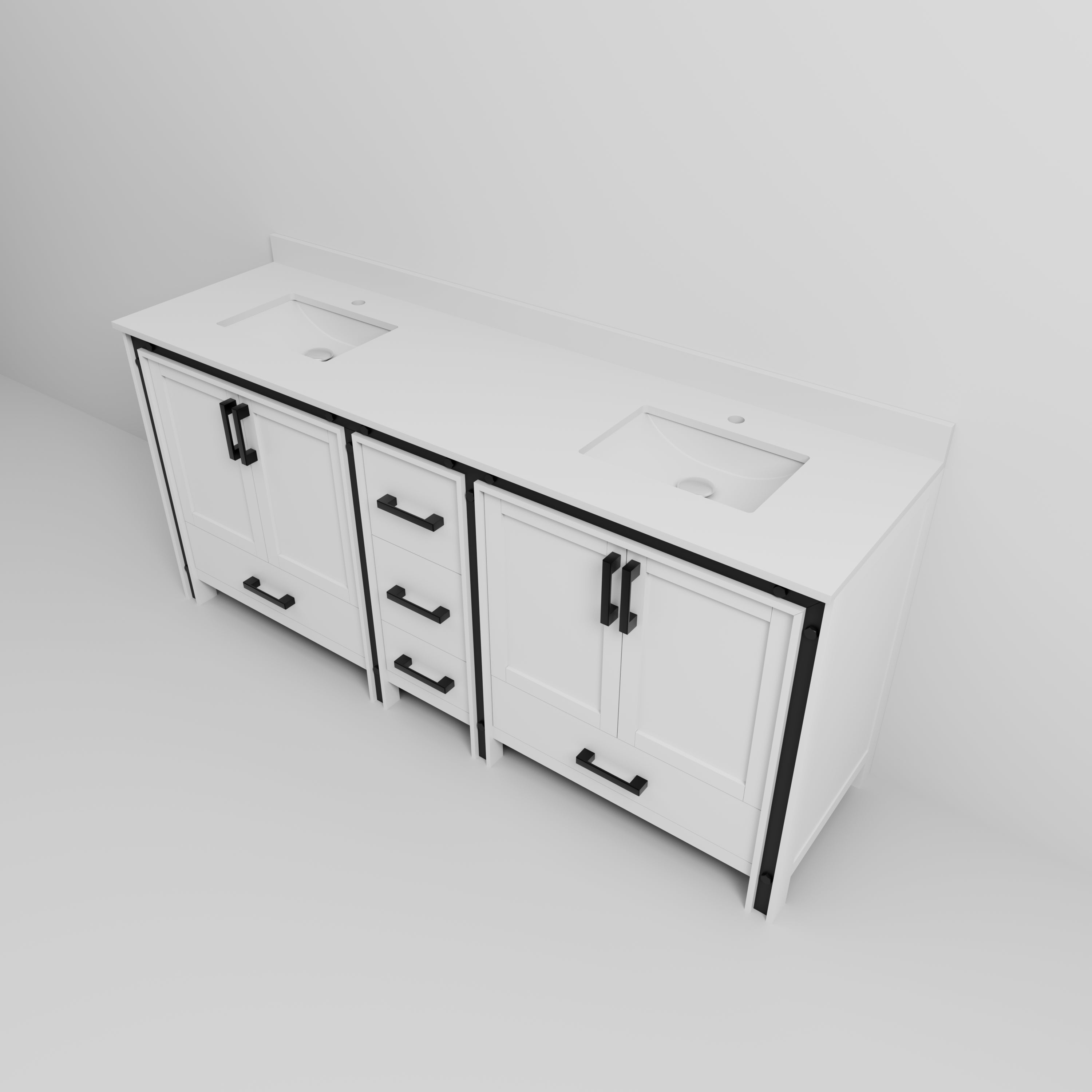 Ziva 80 in W x 22 in D White Double Bath Vanity