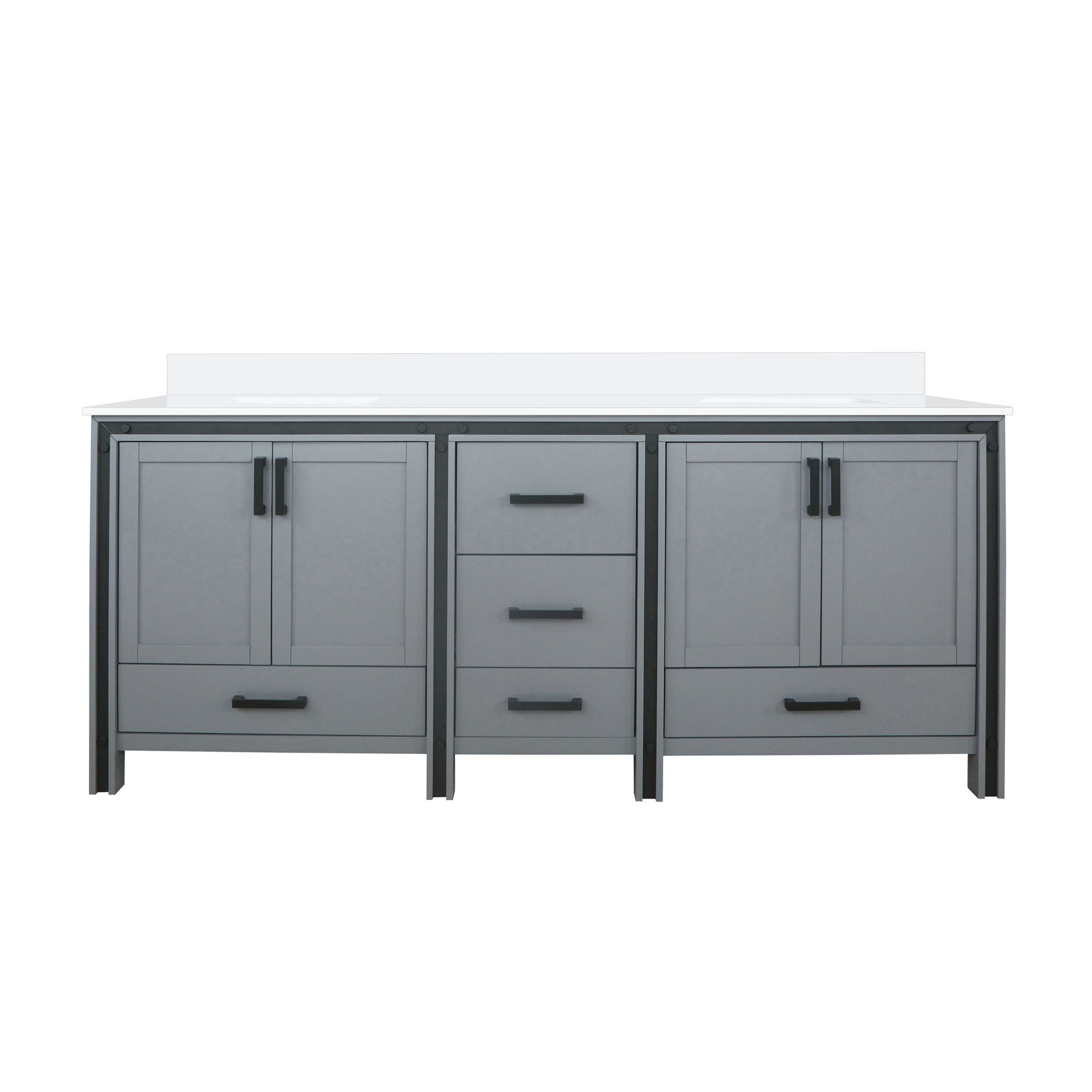 Ziva 80 in W x 22 in D Dark Grey Double Bath Vanity