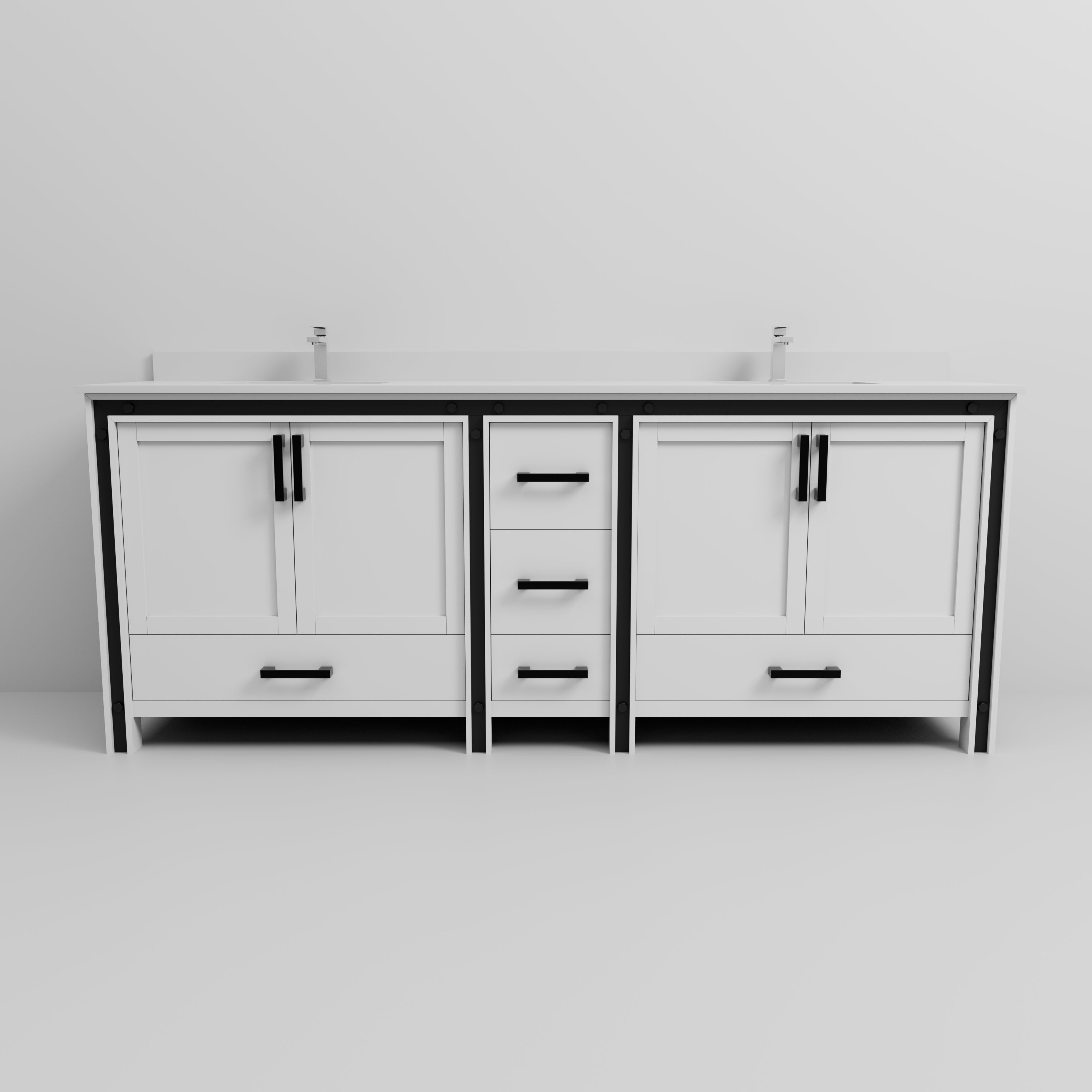 Ziva 84 in W x 22 in D White Double Bath Vanity