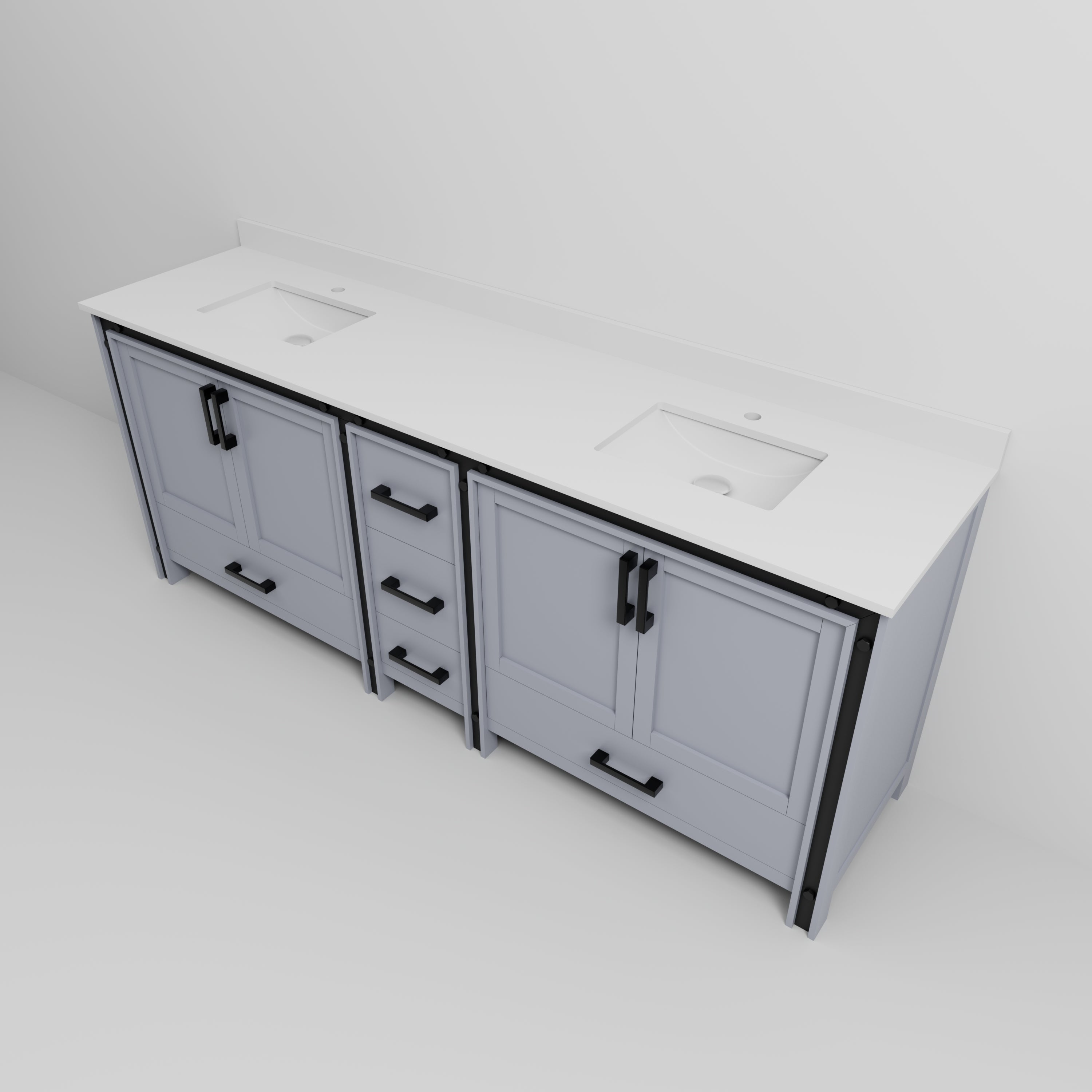 Ziva 84 in W x 22 in D Dark Grey Double Bath Vanity