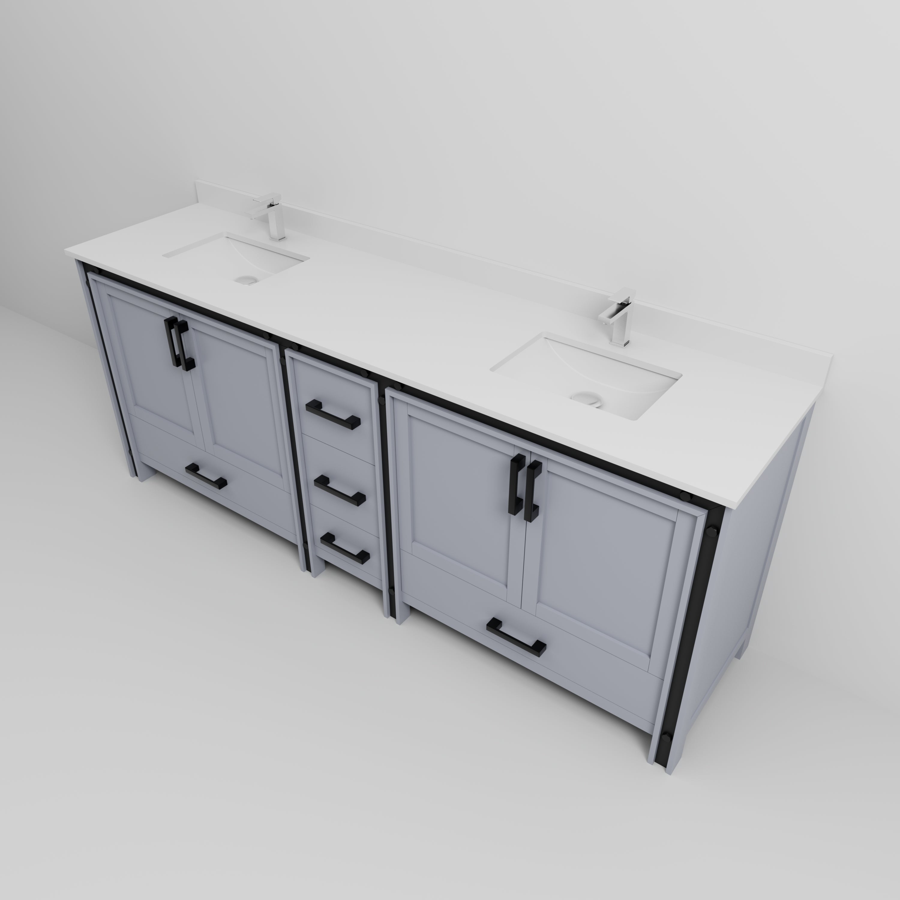 Ziva 84 in W x 22 in D Dark Grey Double Bath Vanity