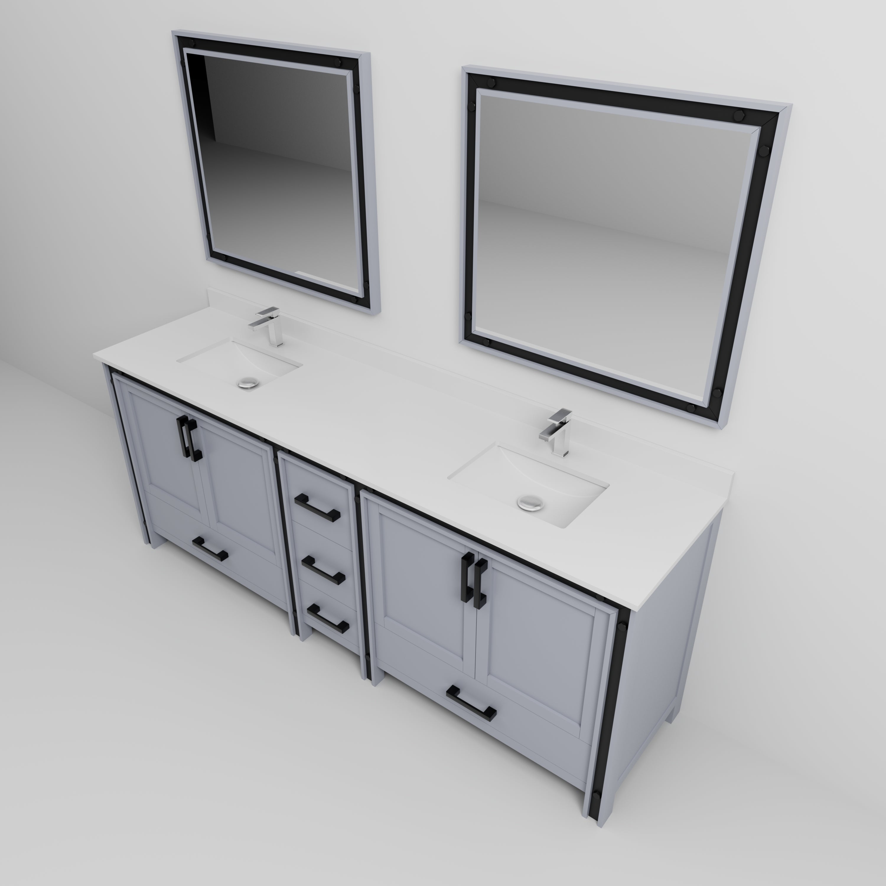 Ziva 84 in W x 22 in D Dark Grey Double Bath Vanity