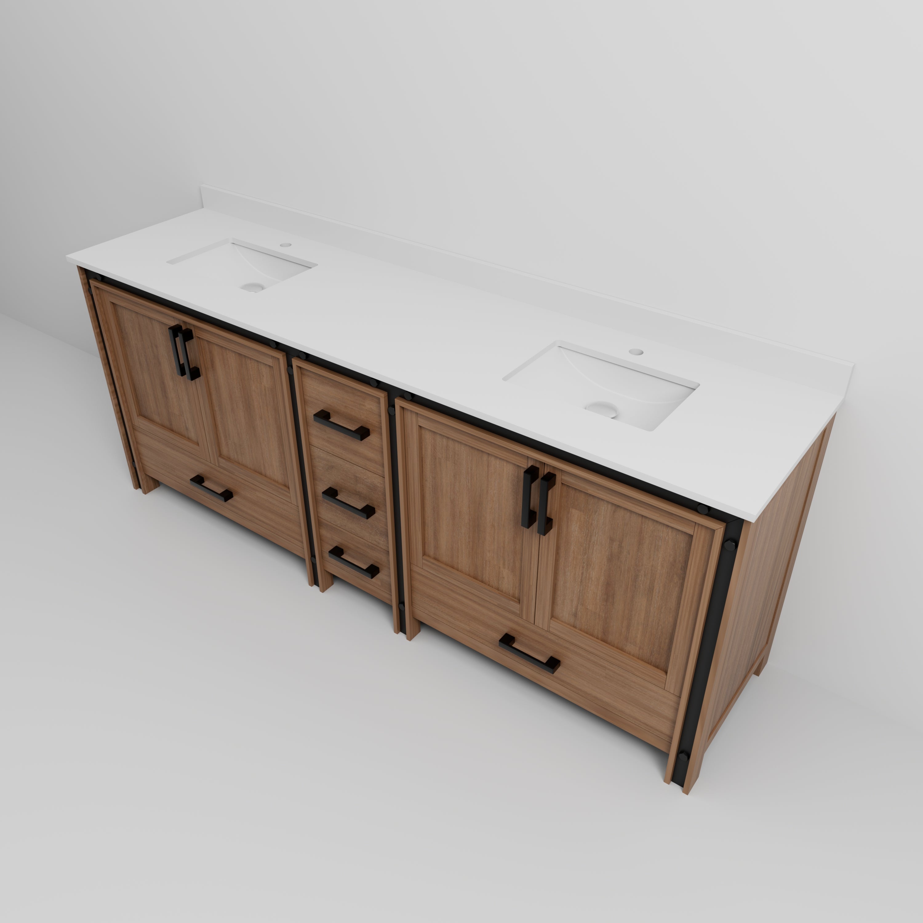 Ziva 84 in W x 22 in D Rustic Barnwood Double Bath Vanity
