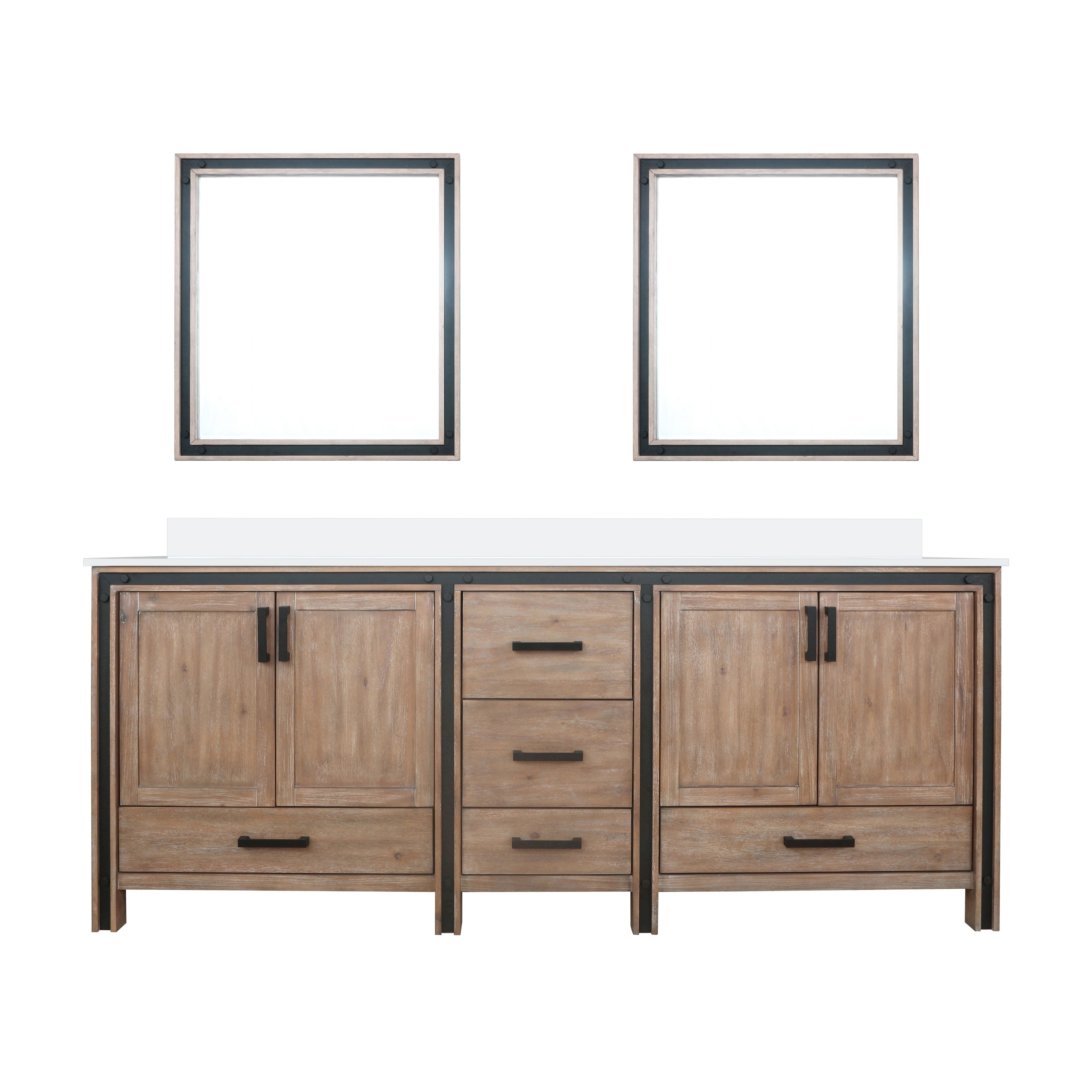 Ziva 84 in W x 22 in D Rustic Barnwood Double Bath Vanity