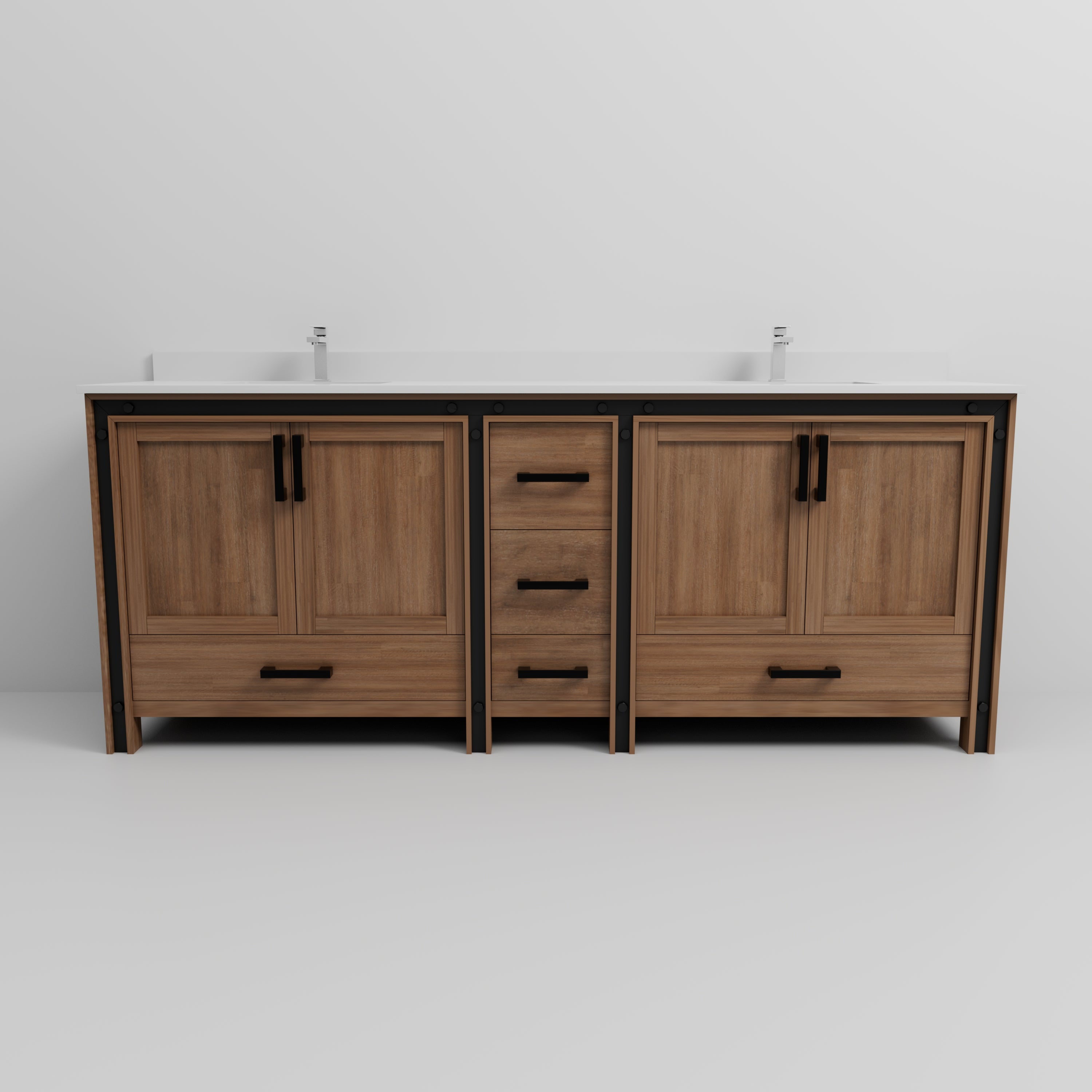 Ziva 84 in W x 22 in D Rustic Barnwood Double Bath Vanity