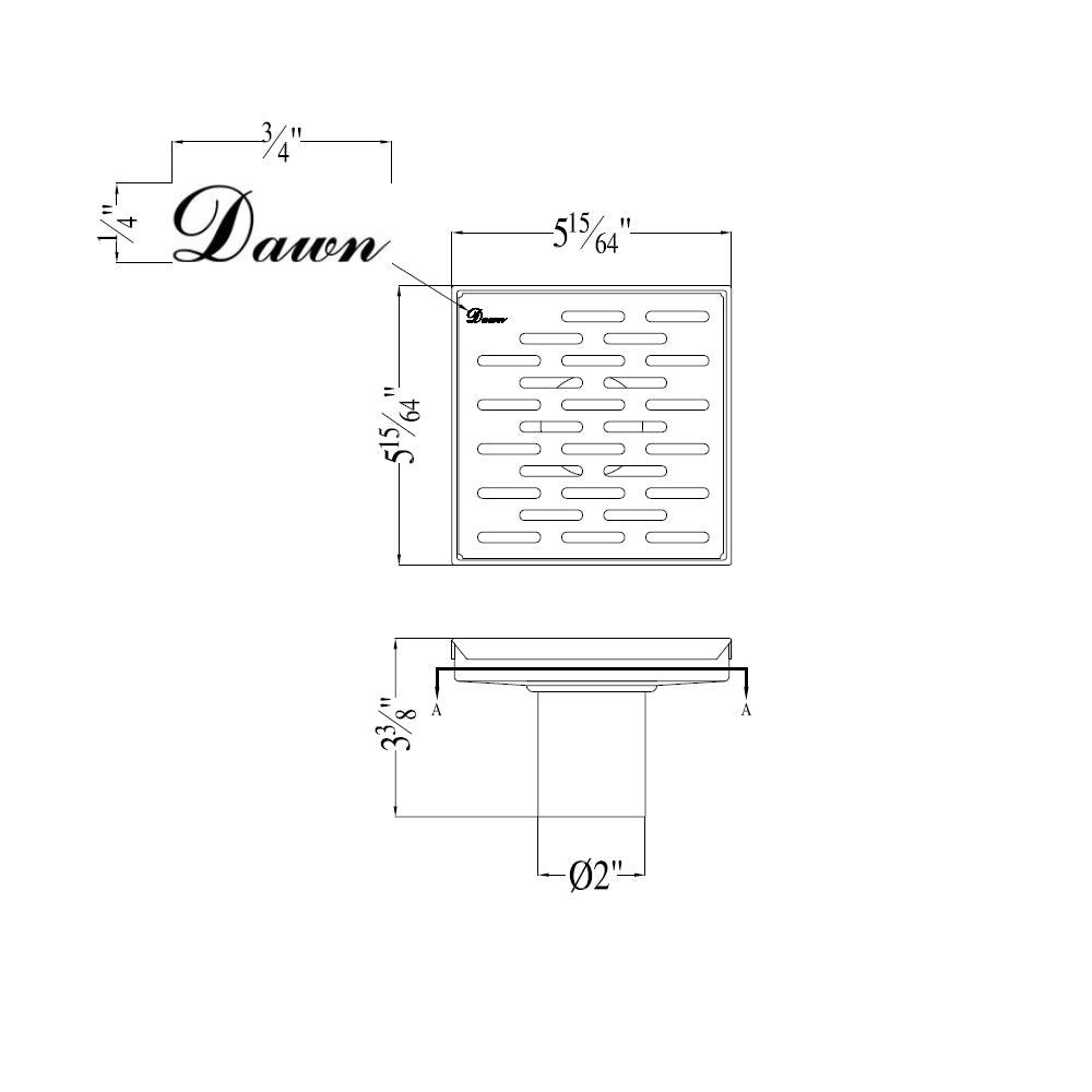 Dawn Yangtze River Square 5" Shower Drain LYE050504