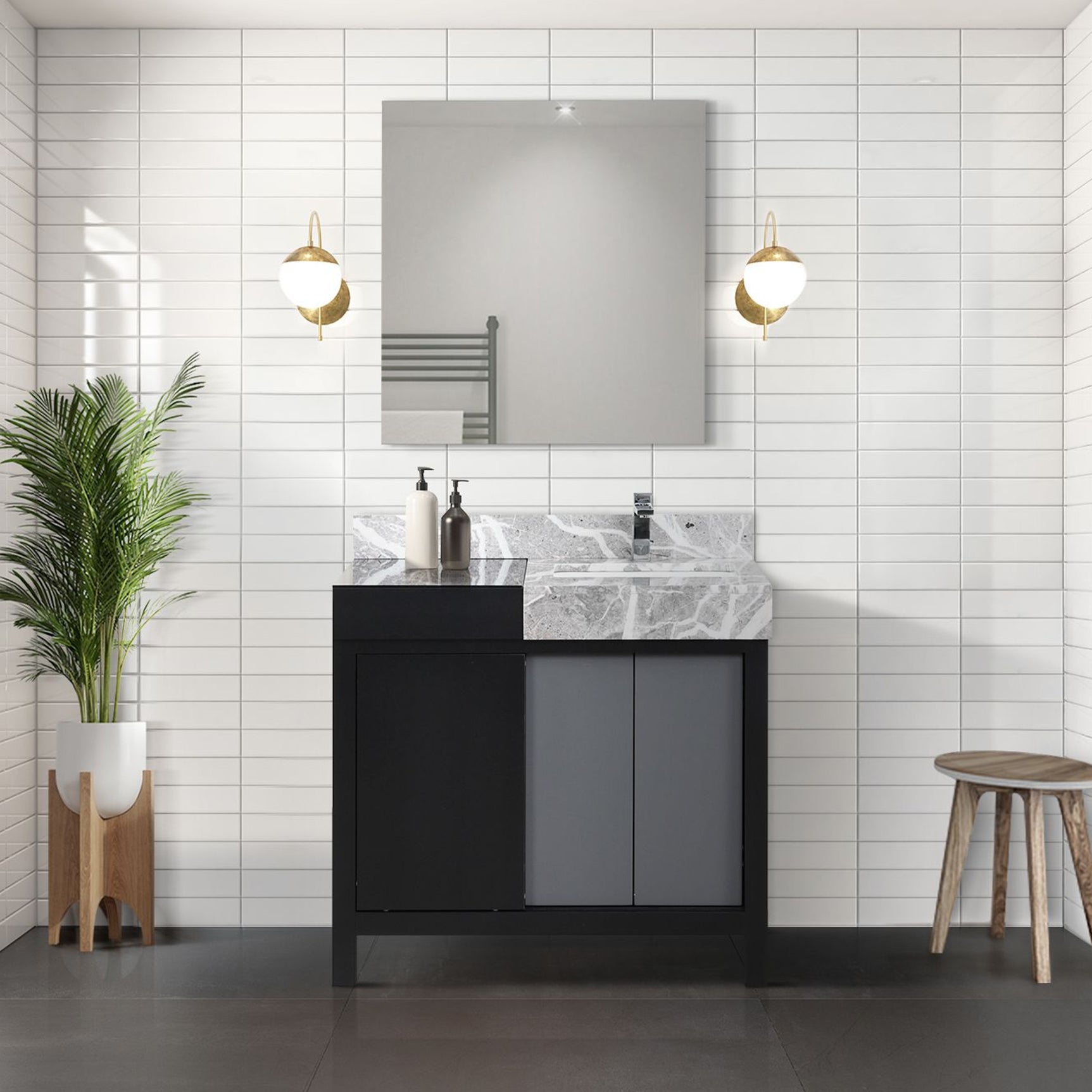 Zilara 36 in W x 22 in D Black and Grey Bath Vanity