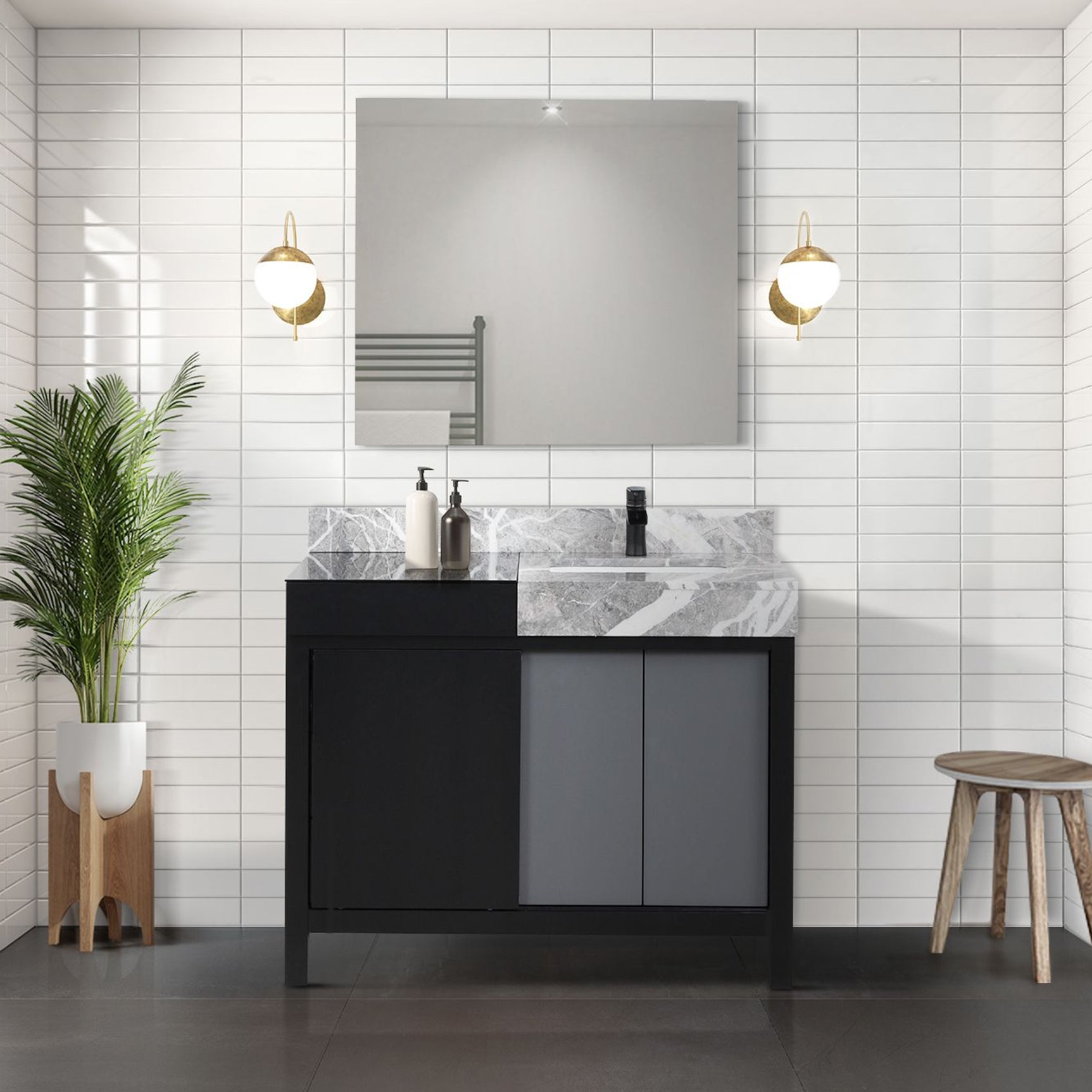 Zilara 36 in W x 22 in D Black and Grey Bath Vanity