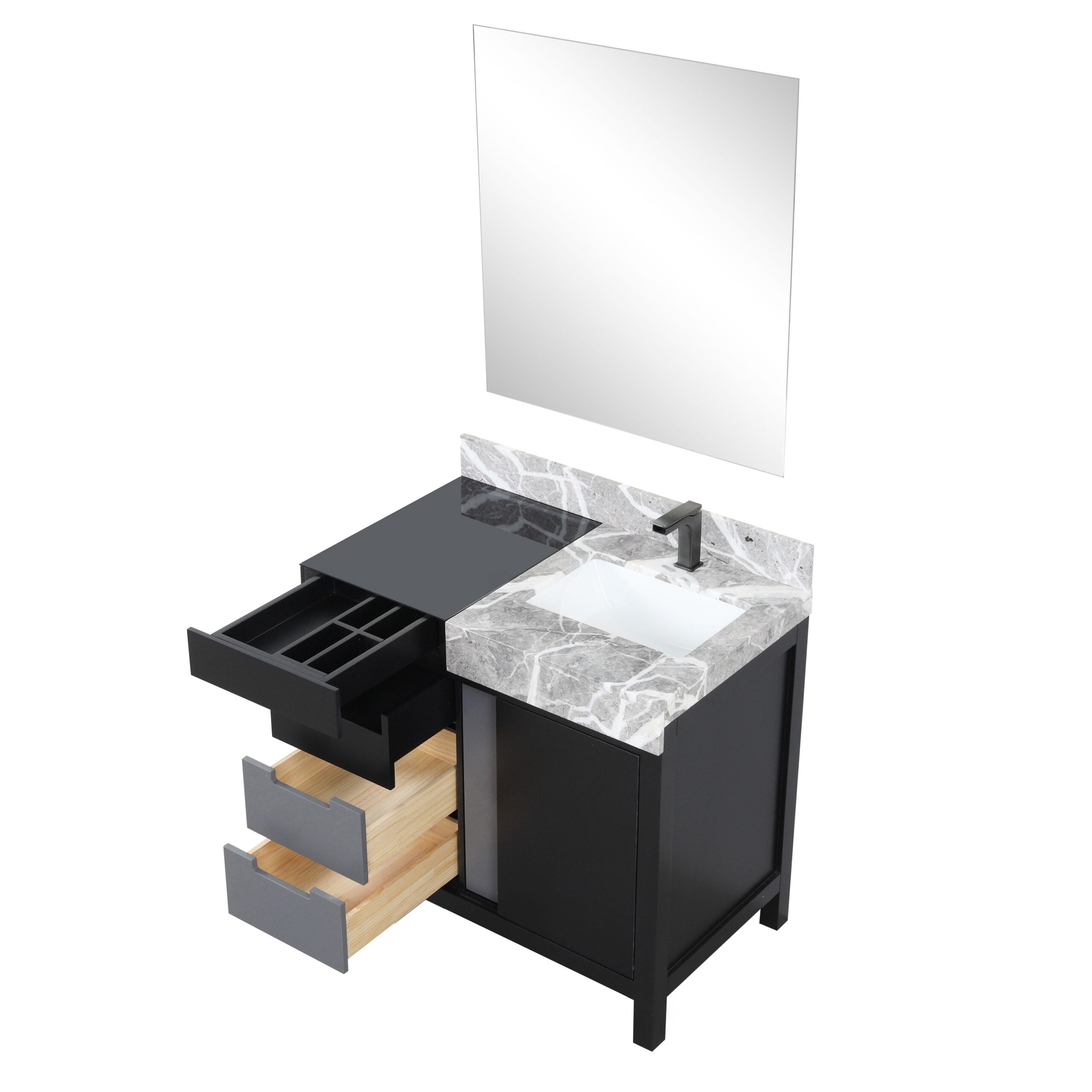 Zilara 36 in W x 22 in D Black and Grey Bath Vanity
