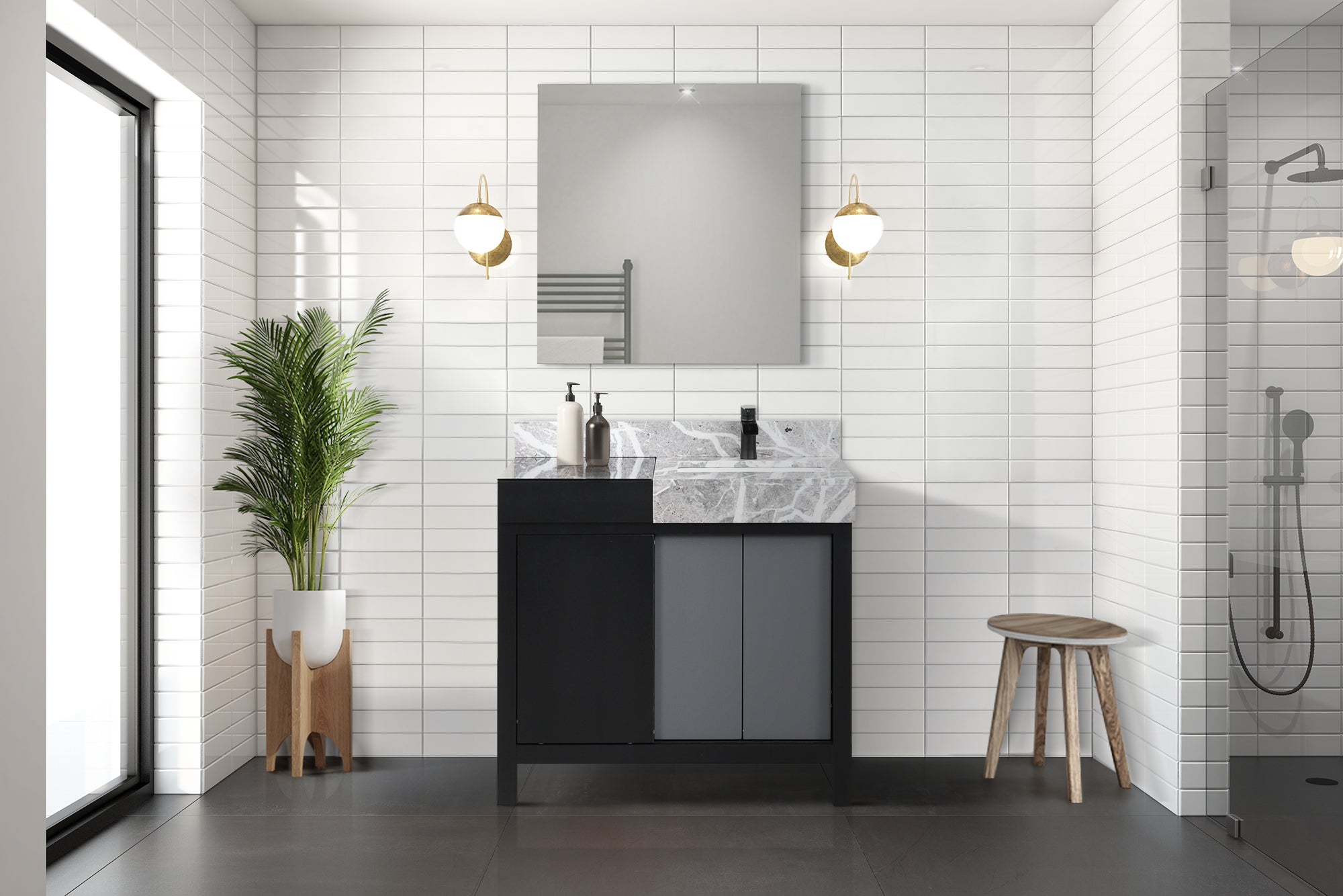 Zilara 36 in W x 22 in D Black and Grey Bath Vanity