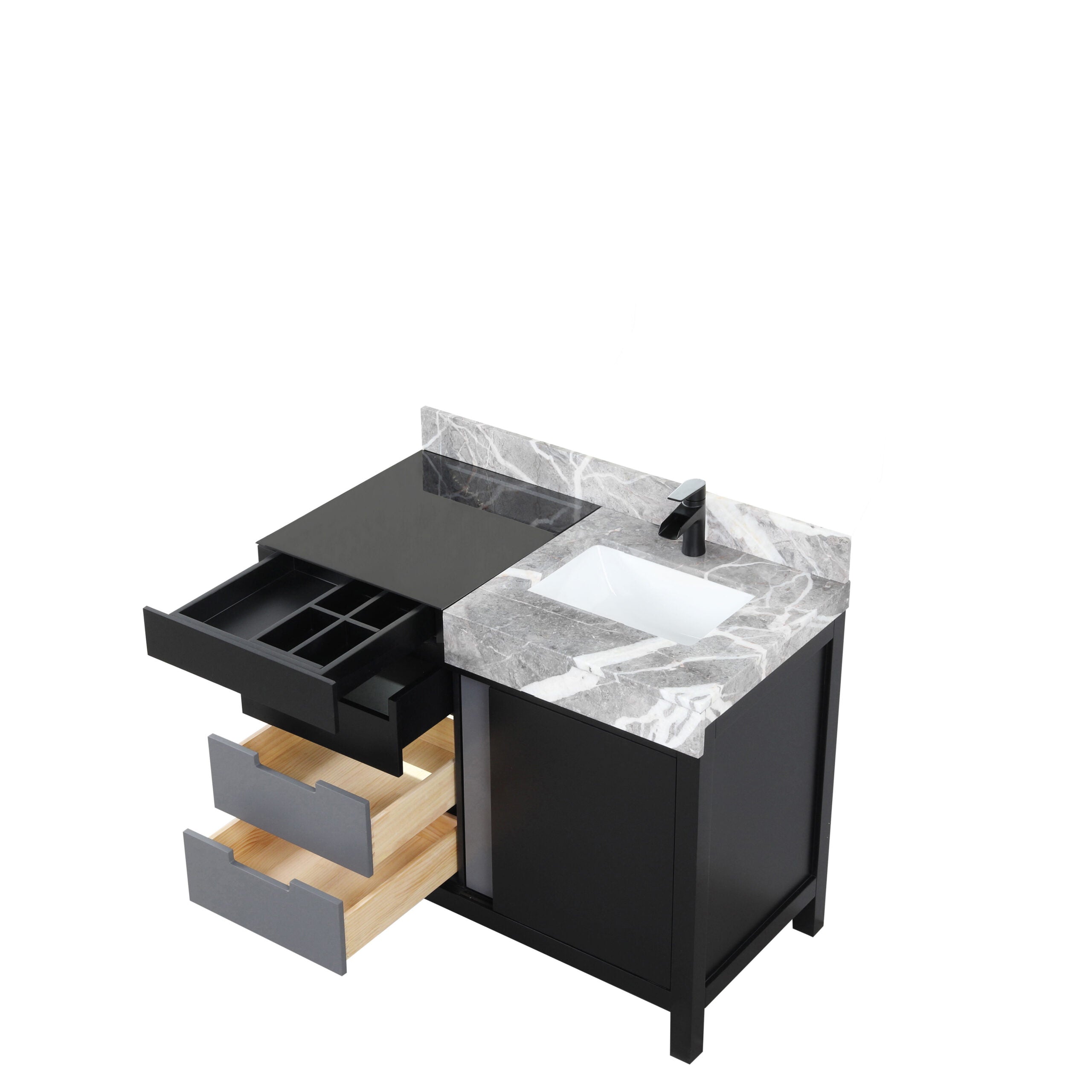 Zilara 42 in W x 22 in D Black and Grey Bath Vanity