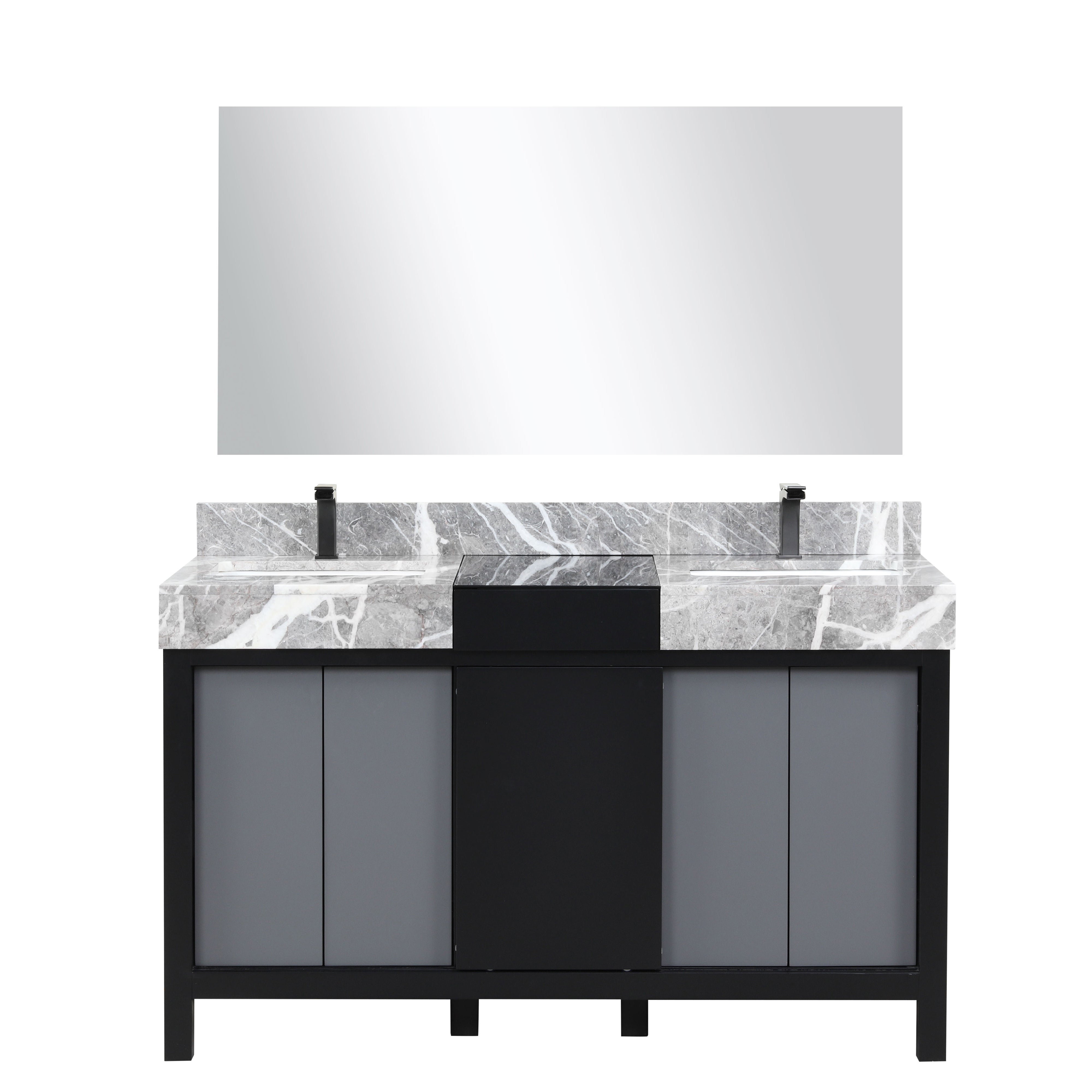 Zilara 55 in W x 22 in D Black and Grey Double Bath Vanity