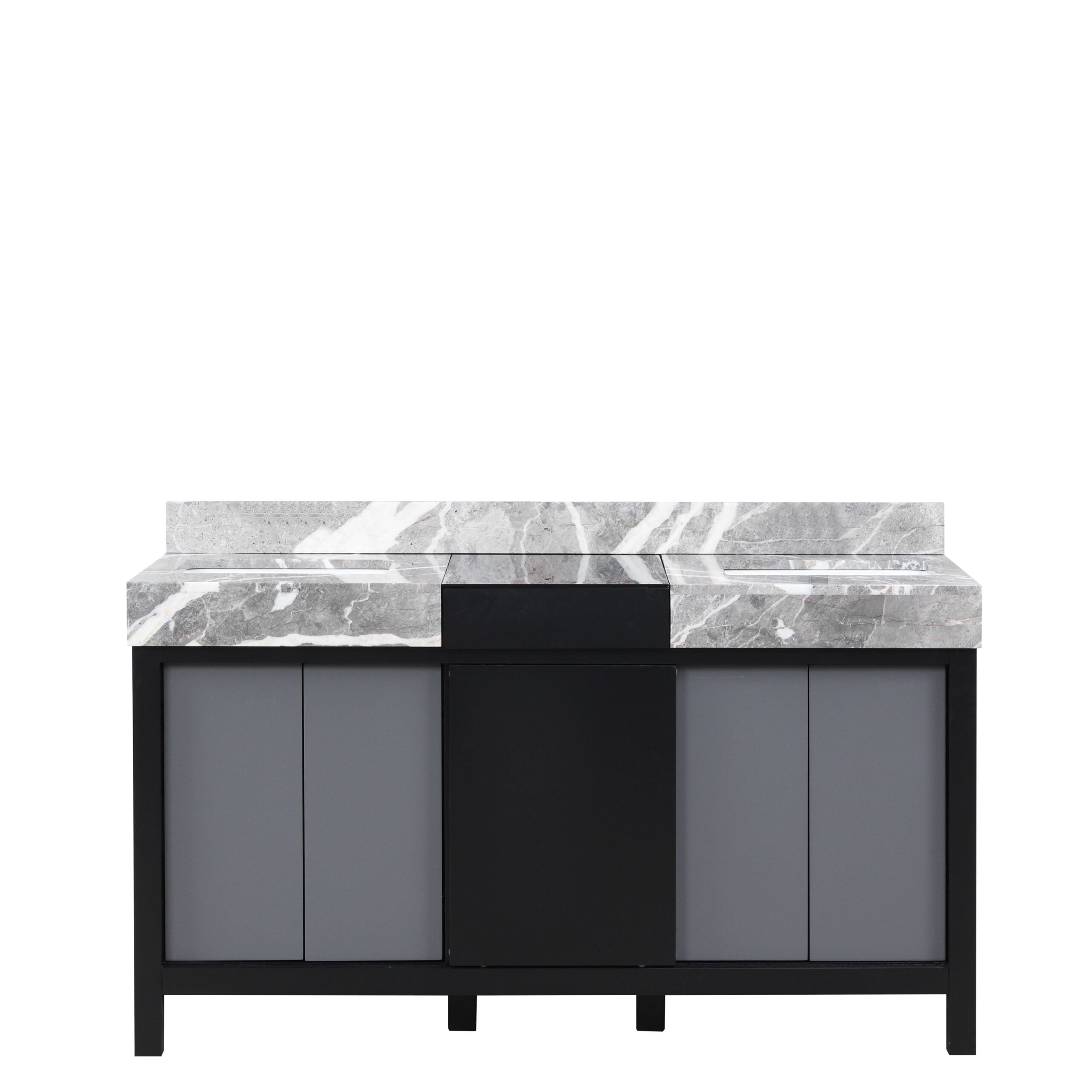 Zilara 60 in W x 22 in D Black and Grey Double Bath Vanity