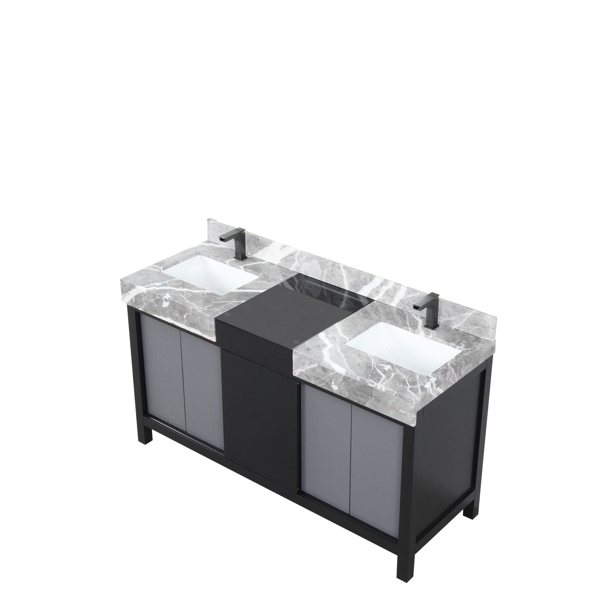 Zilara 60 in W x 22 in D Black and Grey Double Bath Vanity