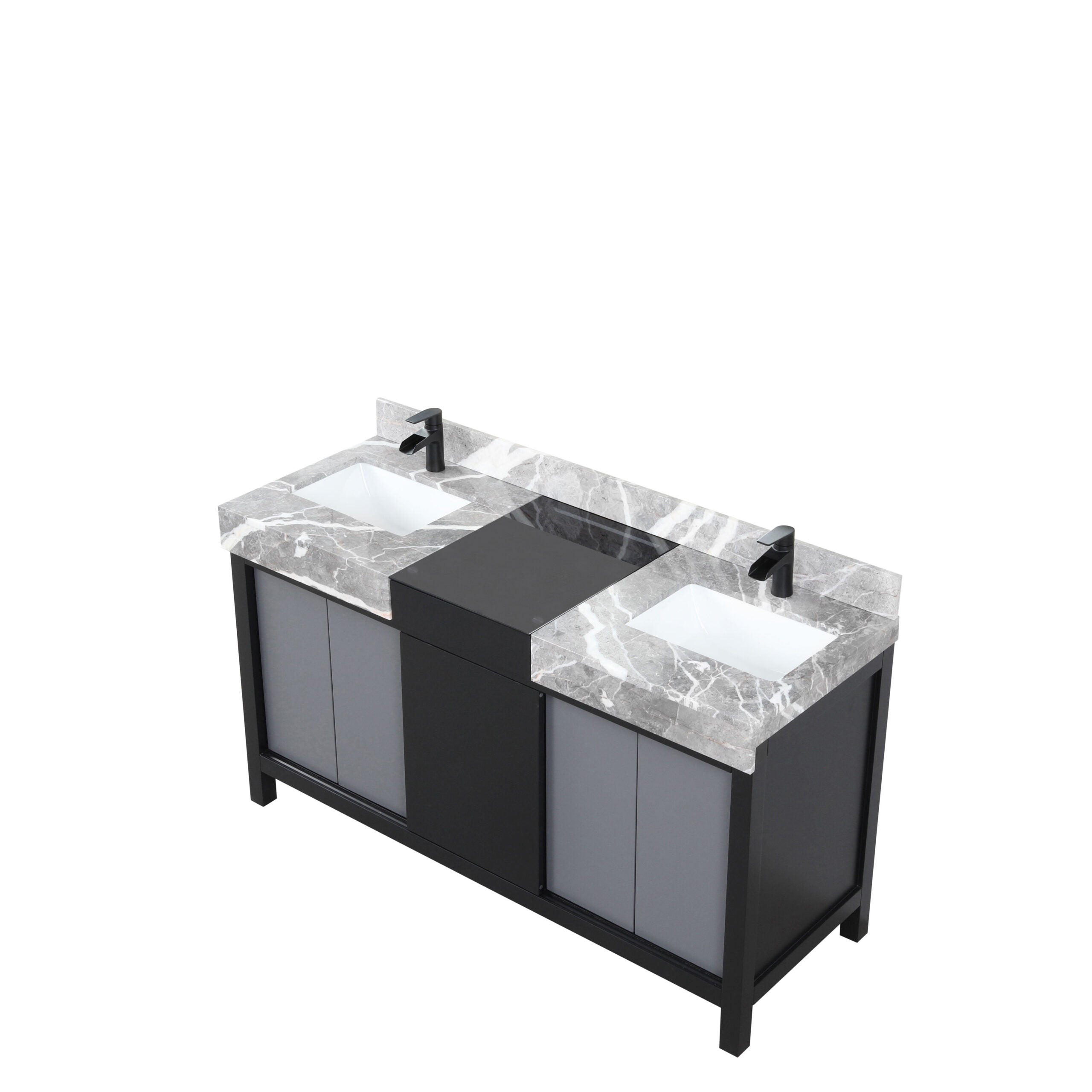 Zilara 60 in W x 22 in D Black and Grey Double Bath Vanity