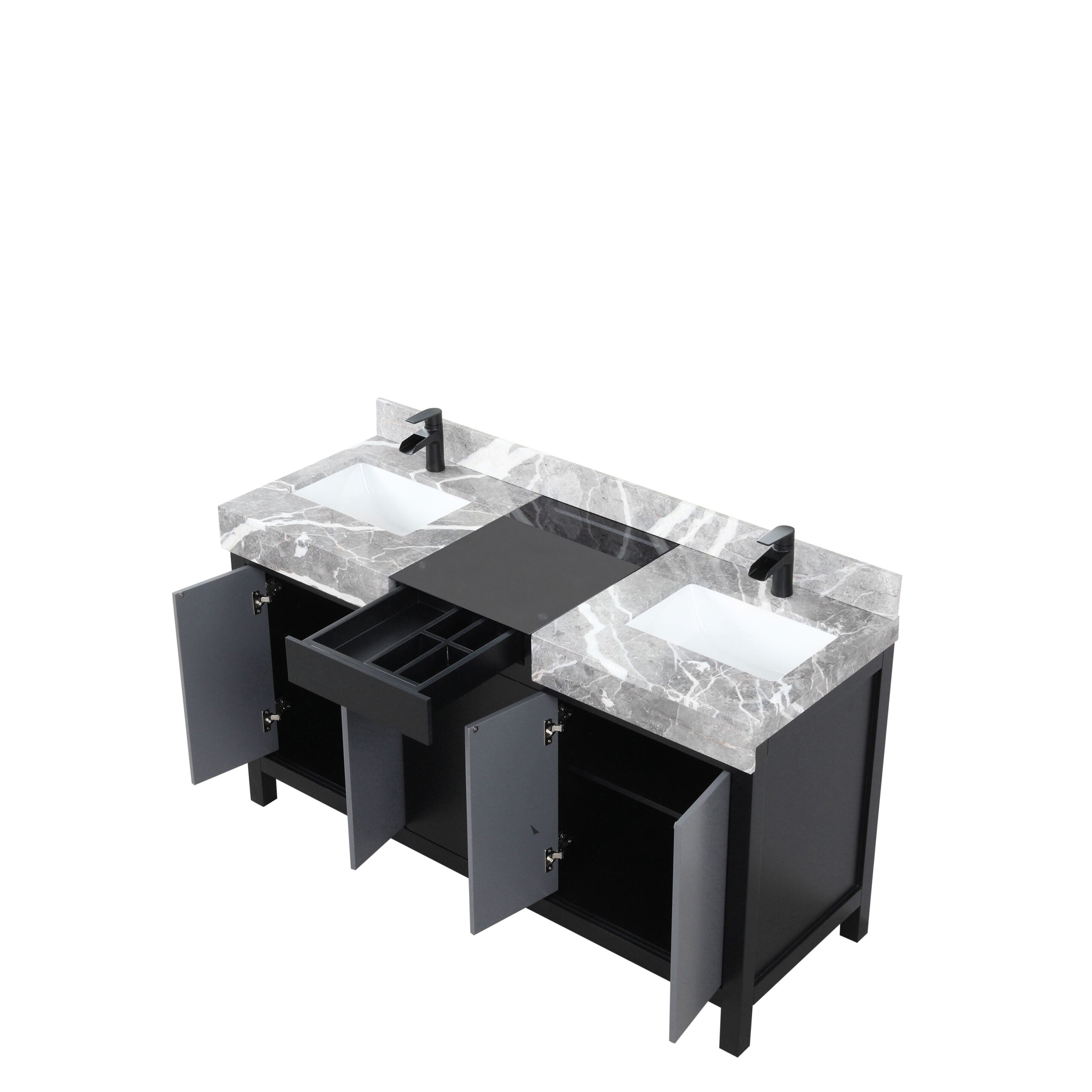 Zilara 60 in W x 22 in D Black and Grey Double Bath Vanity
