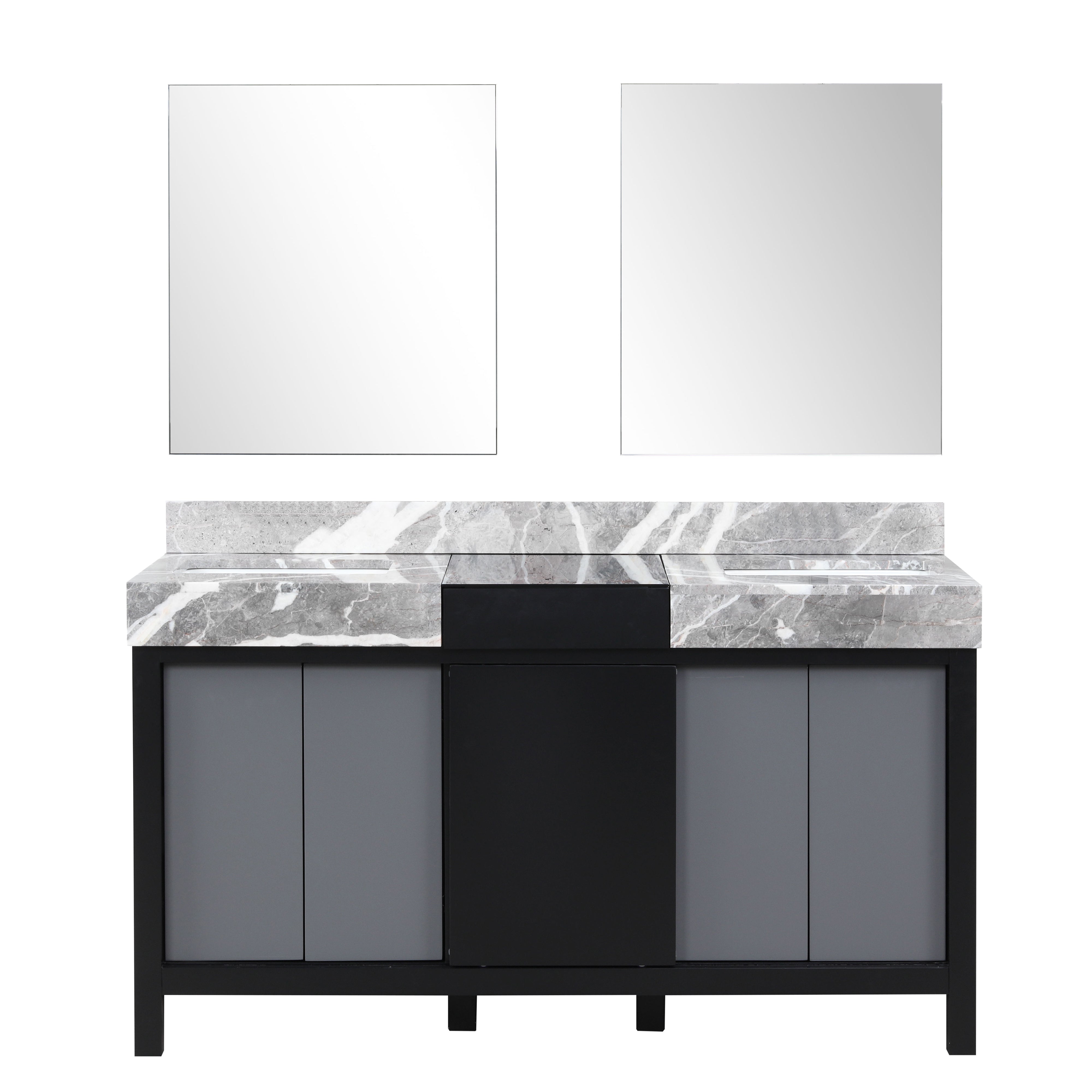 Zilara 60 in W x 22 in D Black and Grey Double Bath Vanity