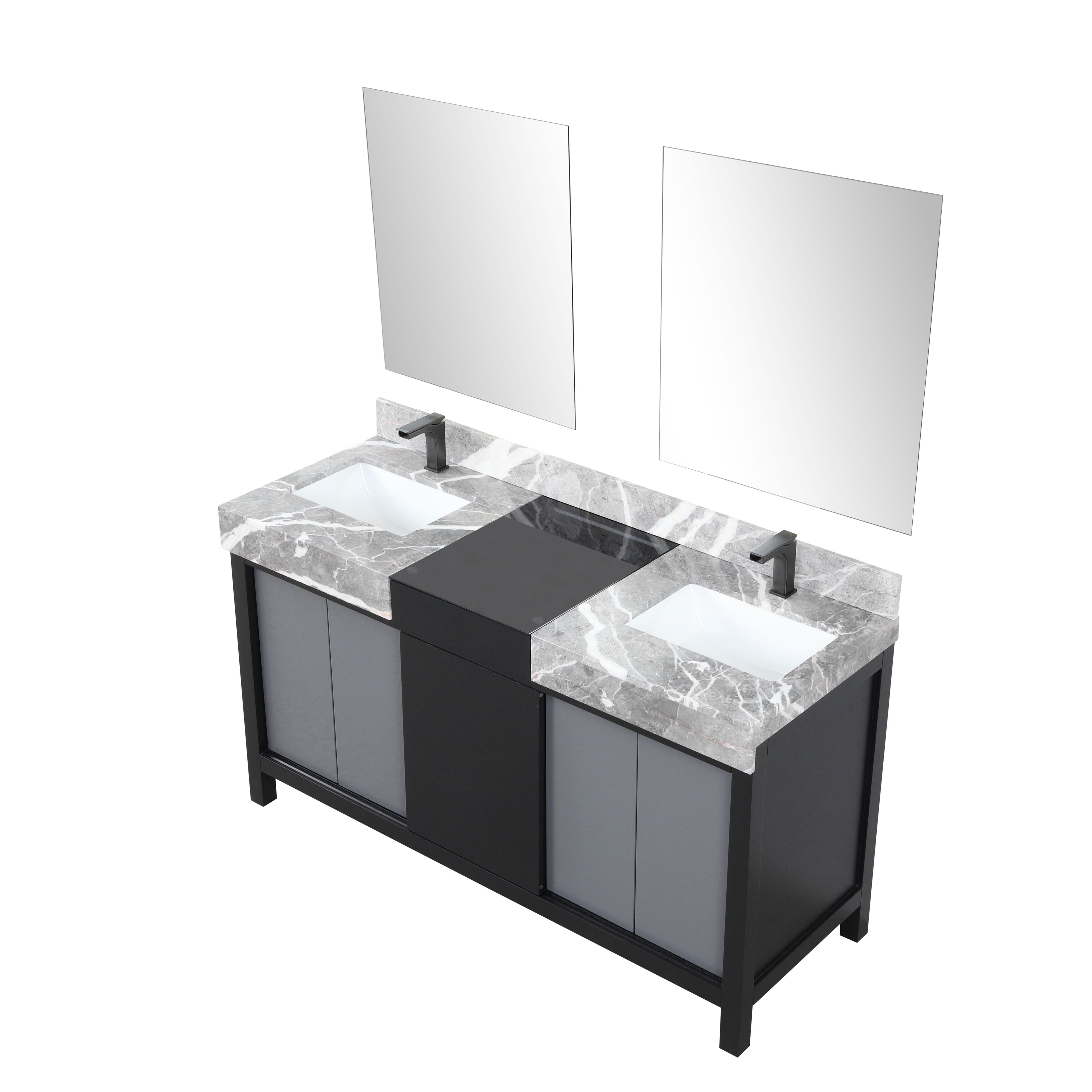 Zilara 60 in W x 22 in D Black and Grey Double Bath Vanity