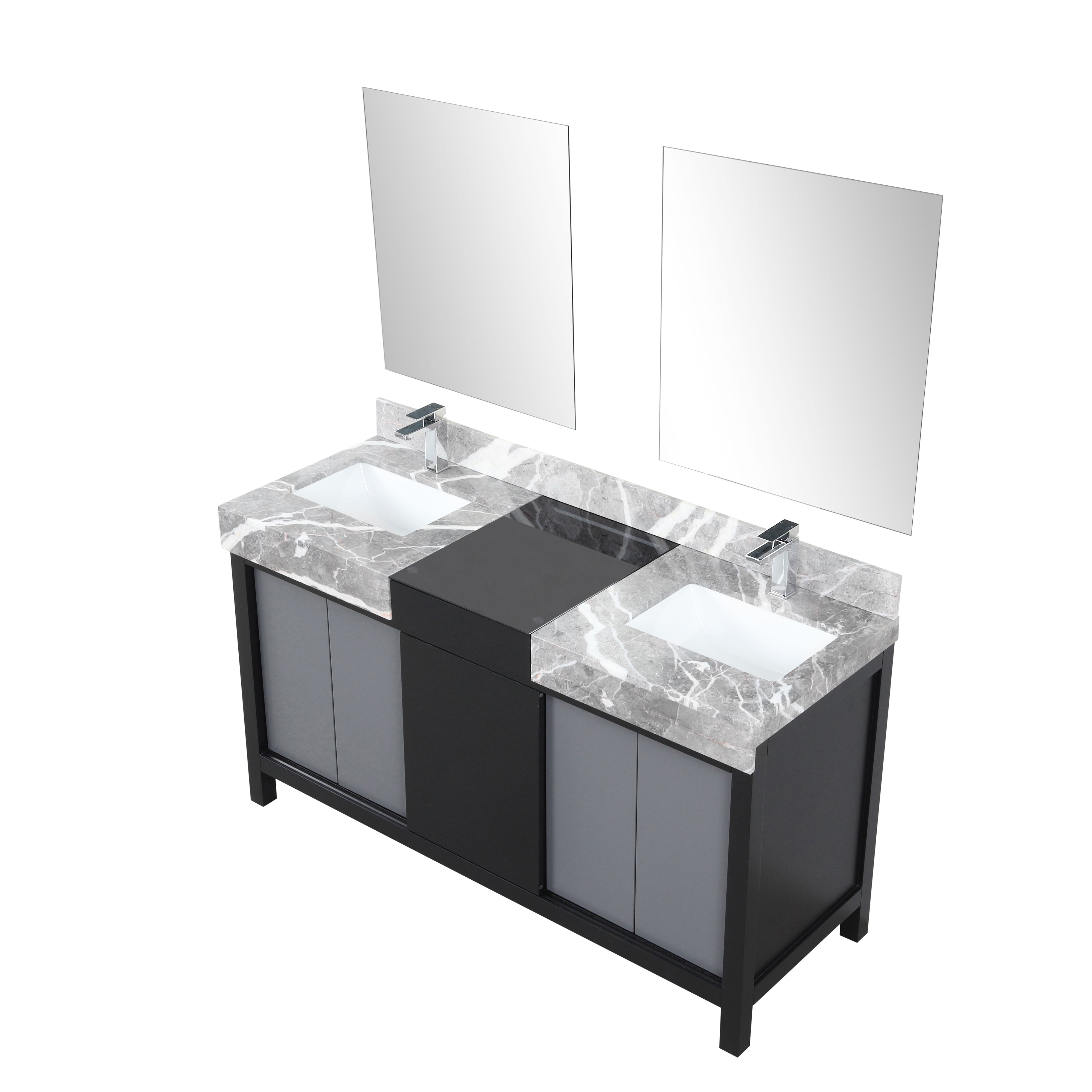 Zilara 60 in W x 22 in D Black and Grey Double Bath Vanity