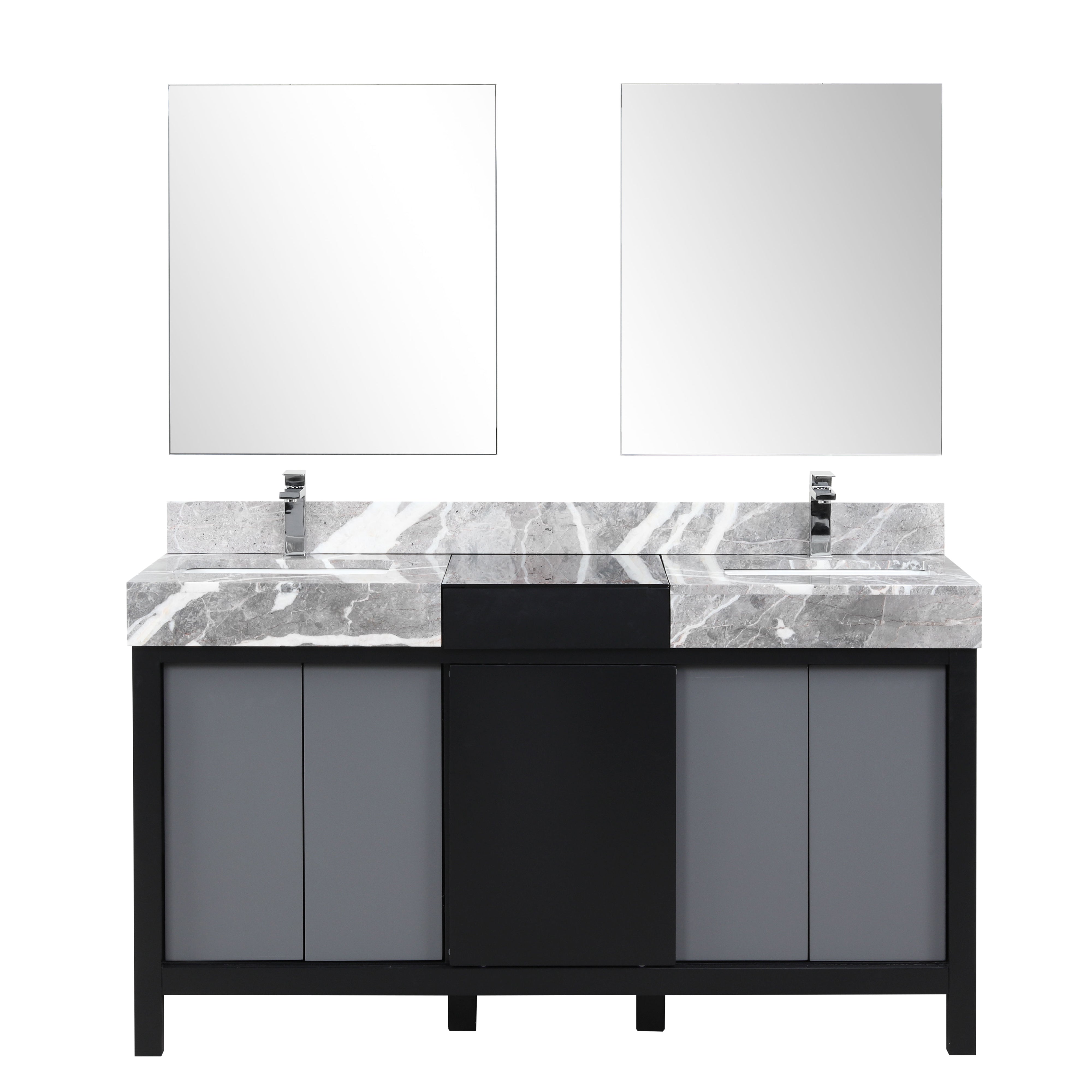 Zilara 60 in W x 22 in D Black and Grey Double Bath Vanity