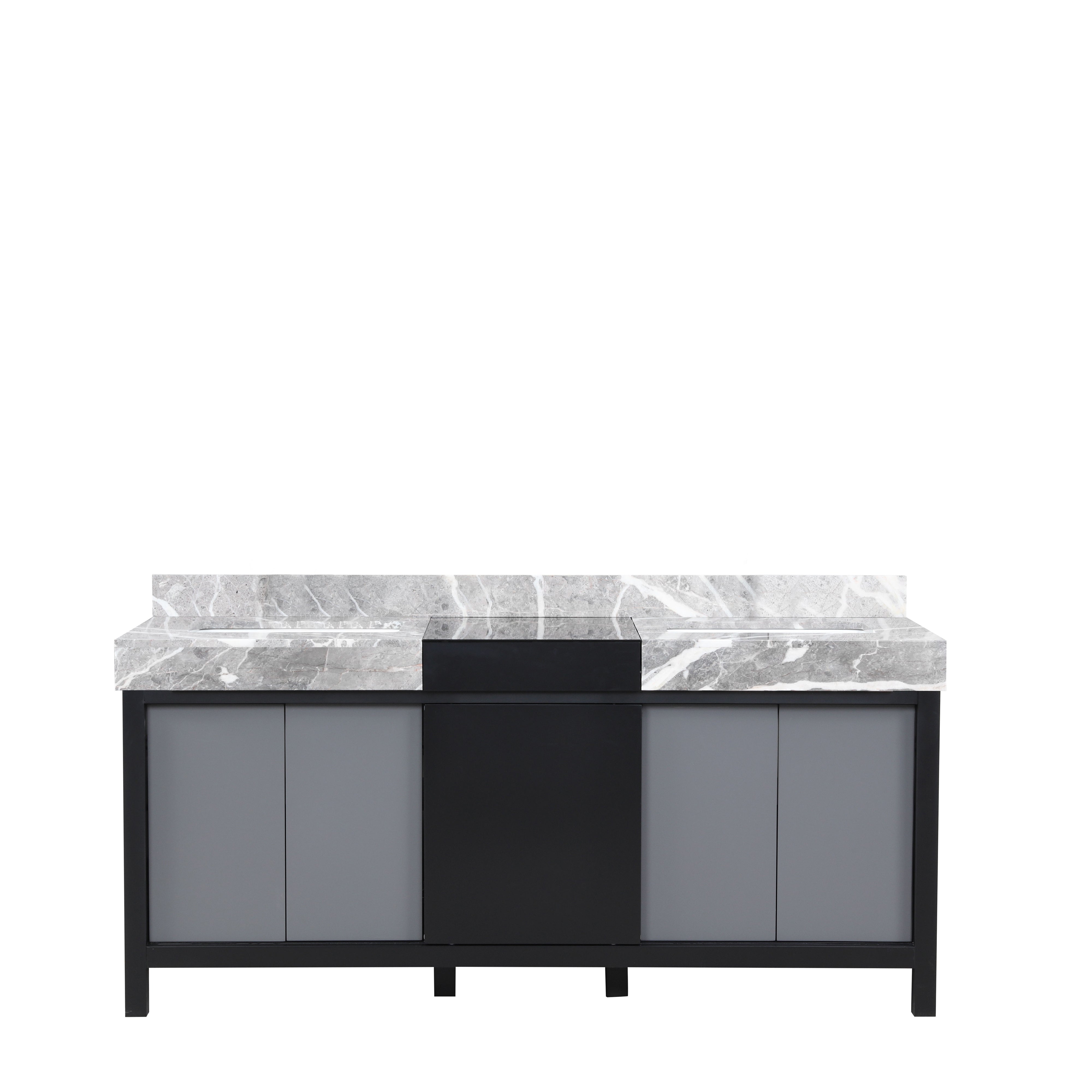 Zilara 72 in W x 22 in D Black and Grey Double Bath Vanity