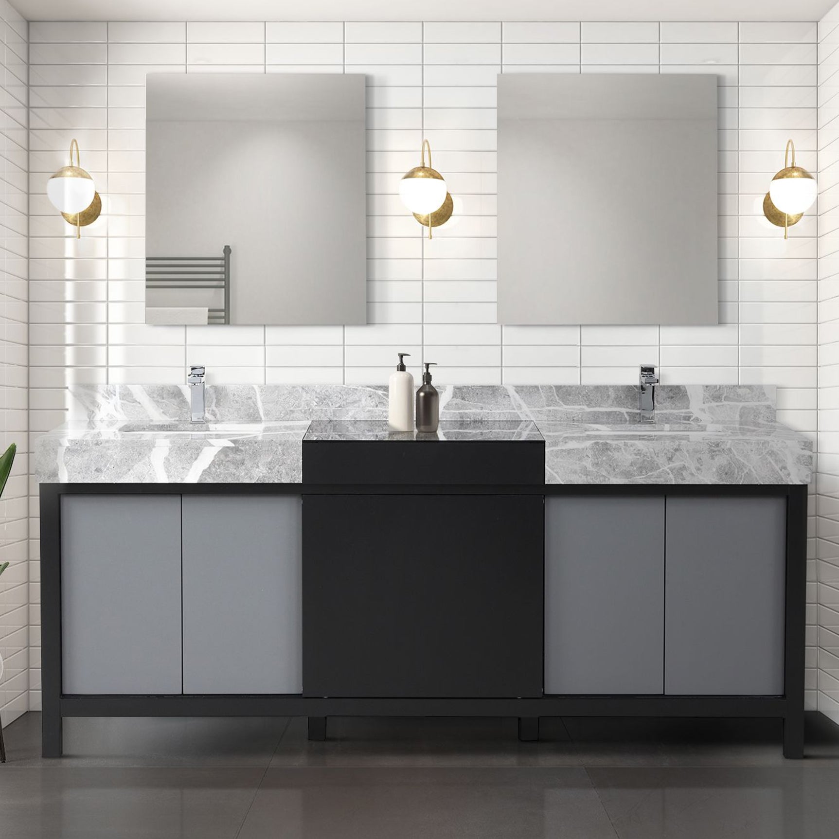 Zilara 80 in W x 22 in D Black and Grey Double Bath Vanity