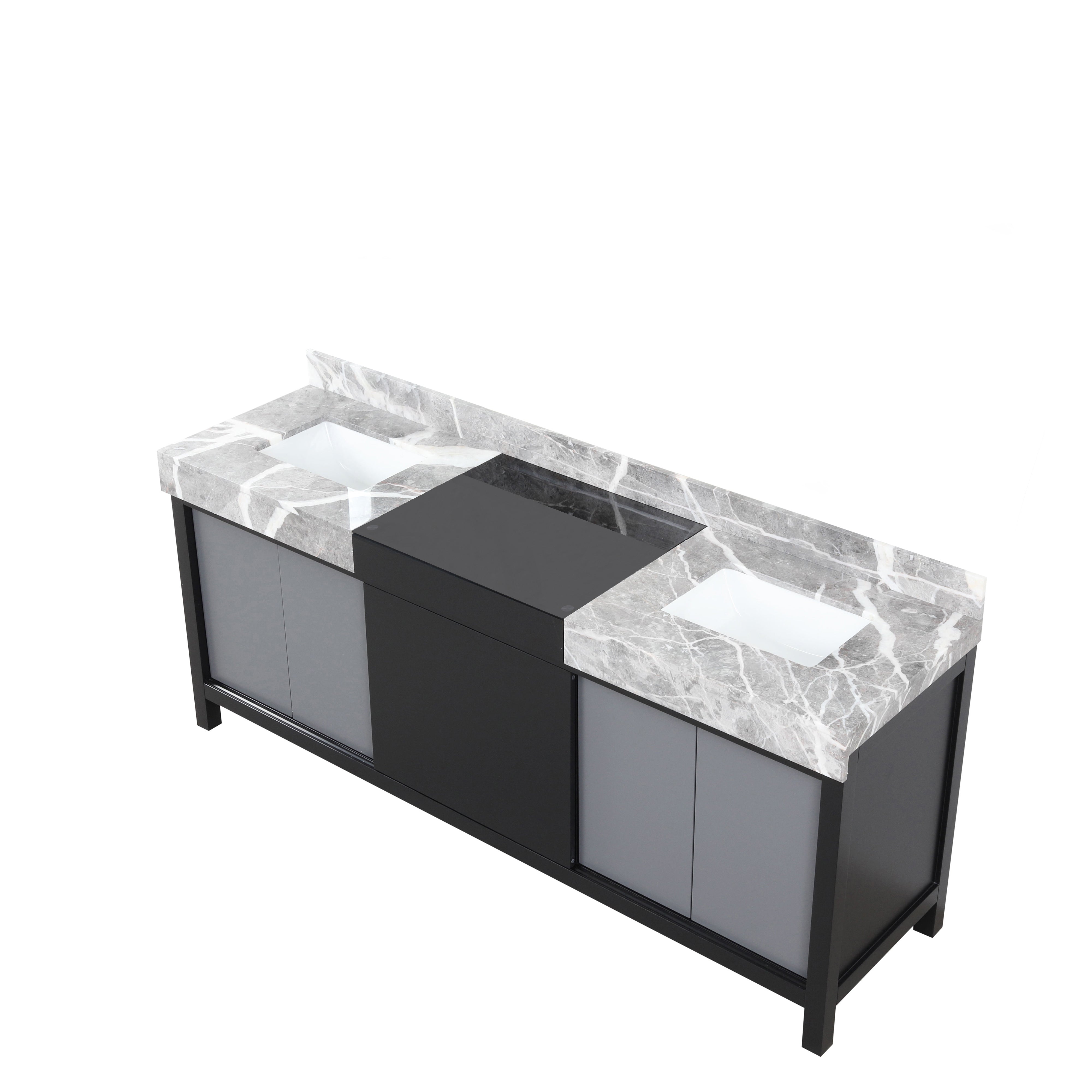 Zilara 80 in W x 22 in D Black and Grey Double Bath Vanity