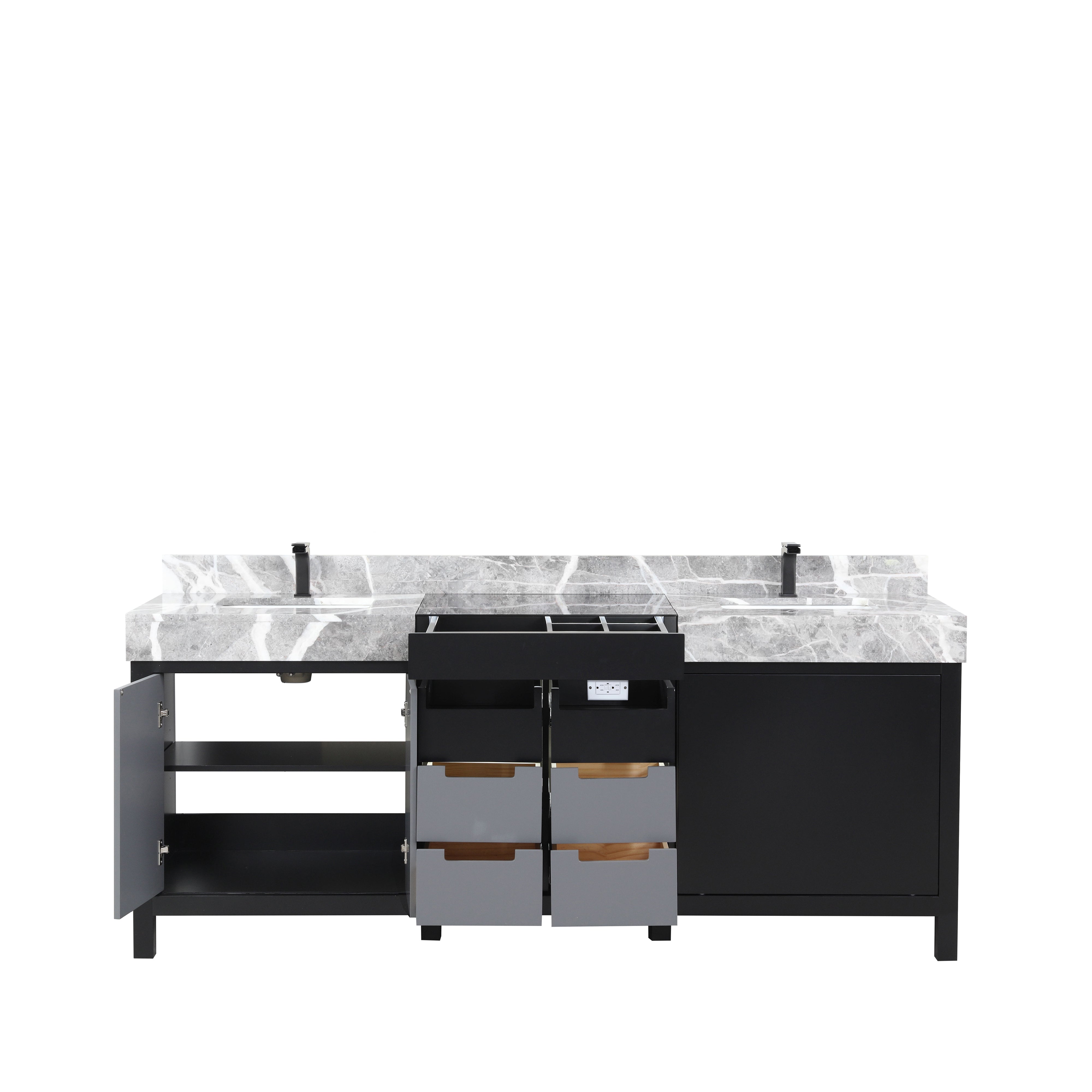 Zilara 80 in W x 22 in D Black and Grey Double Bath Vanity