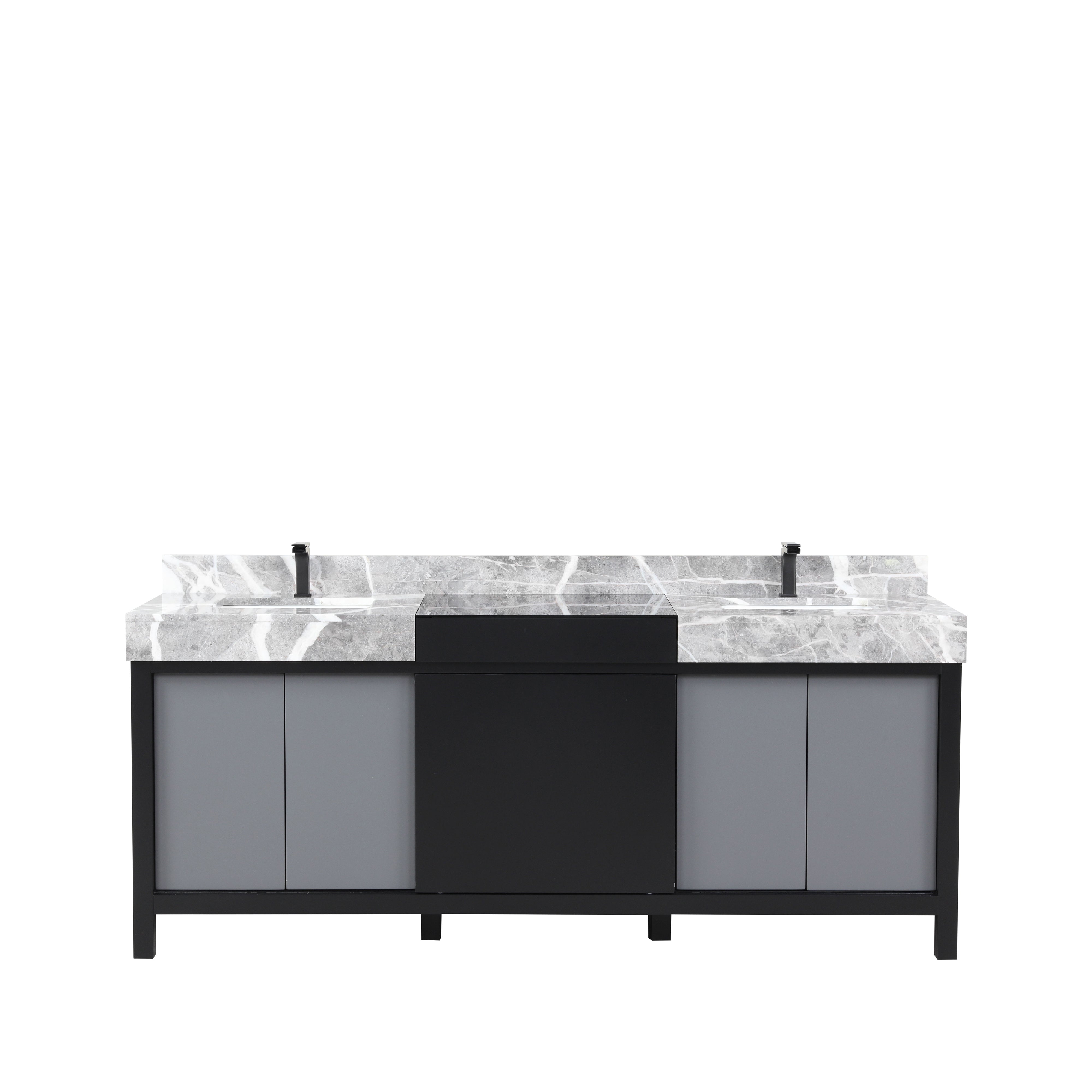 Zilara 80 in W x 22 in D Black and Grey Double Bath Vanity