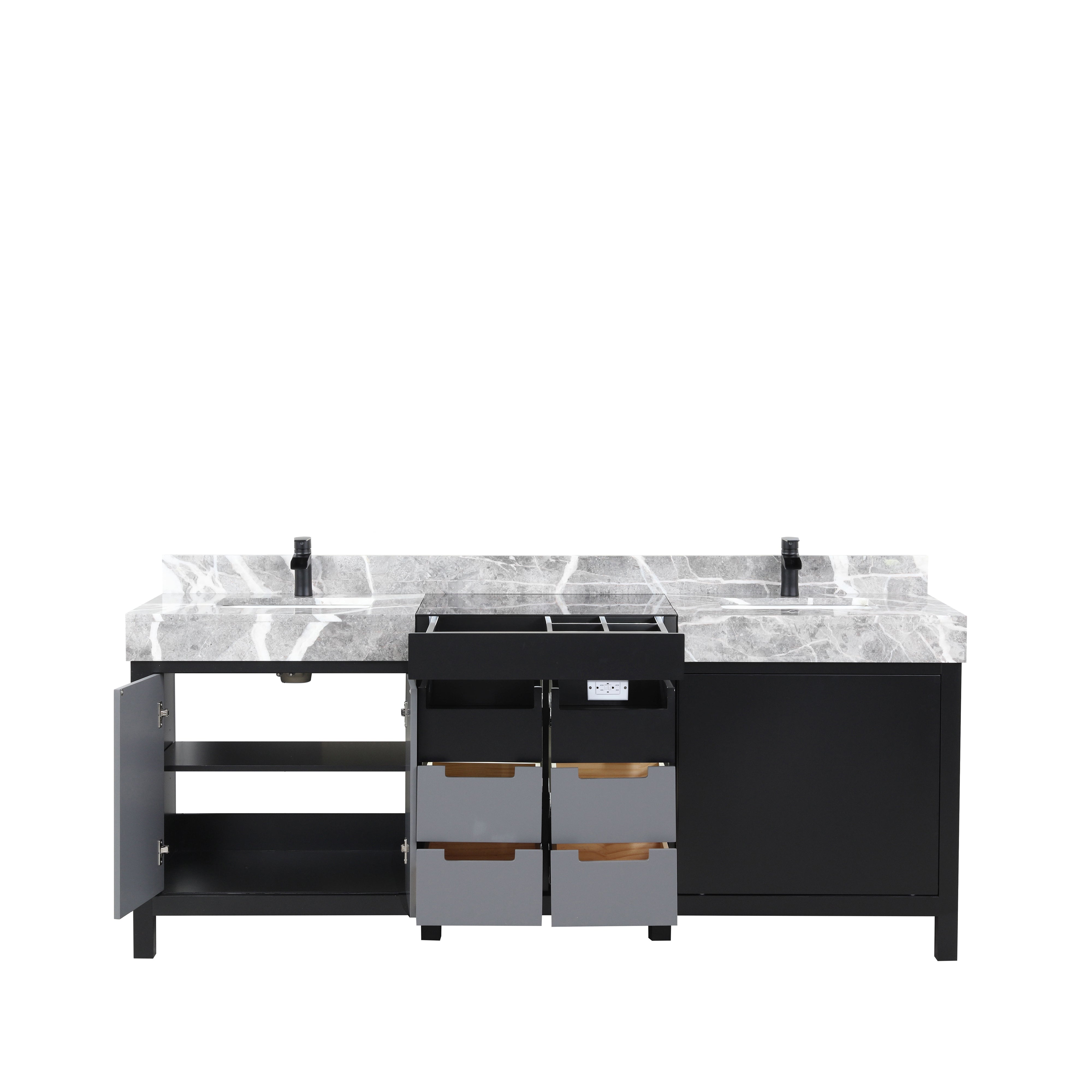 Zilara 80 in W x 22 in D Black and Grey Double Bath Vanity