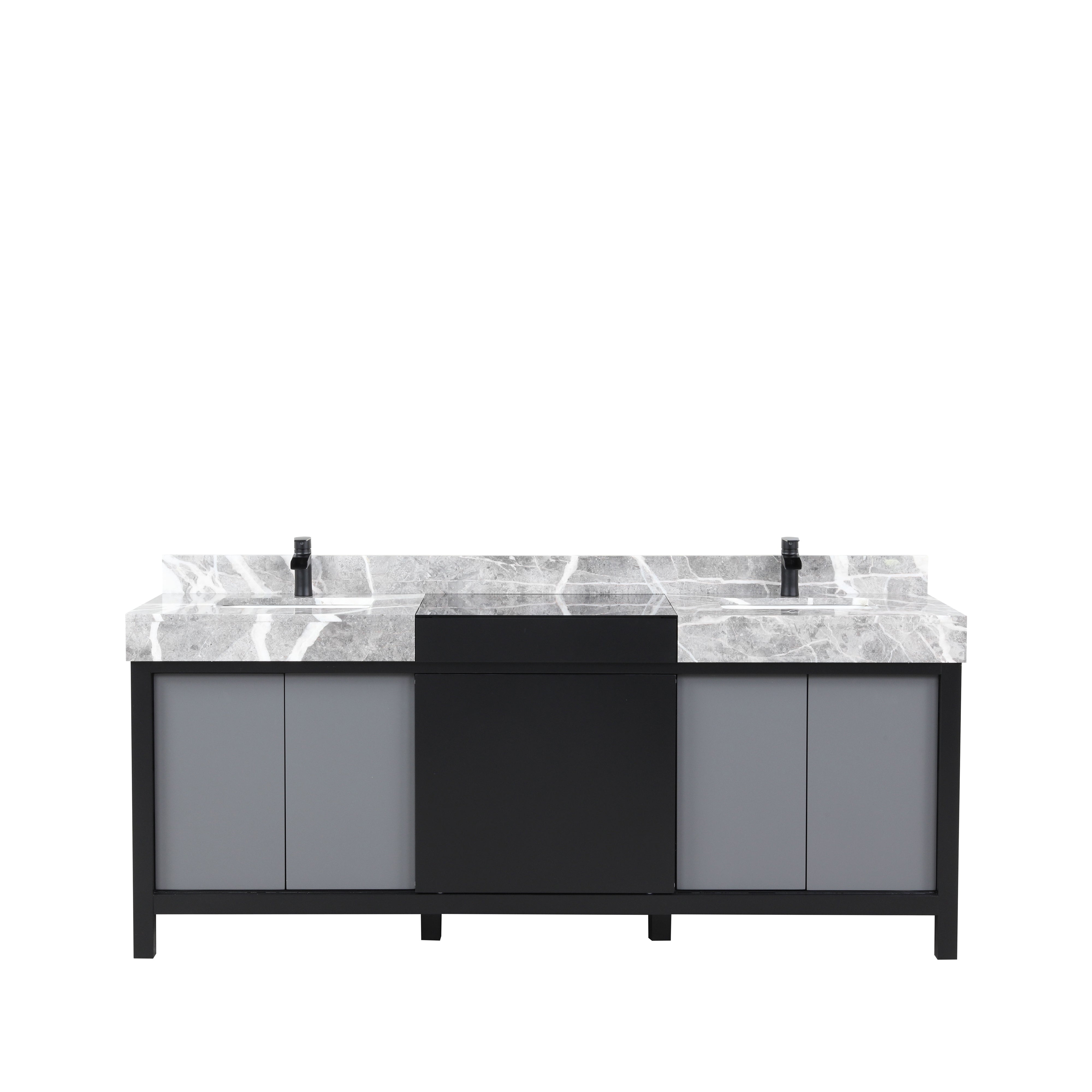 Zilara 80 in W x 22 in D Black and Grey Double Bath Vanity