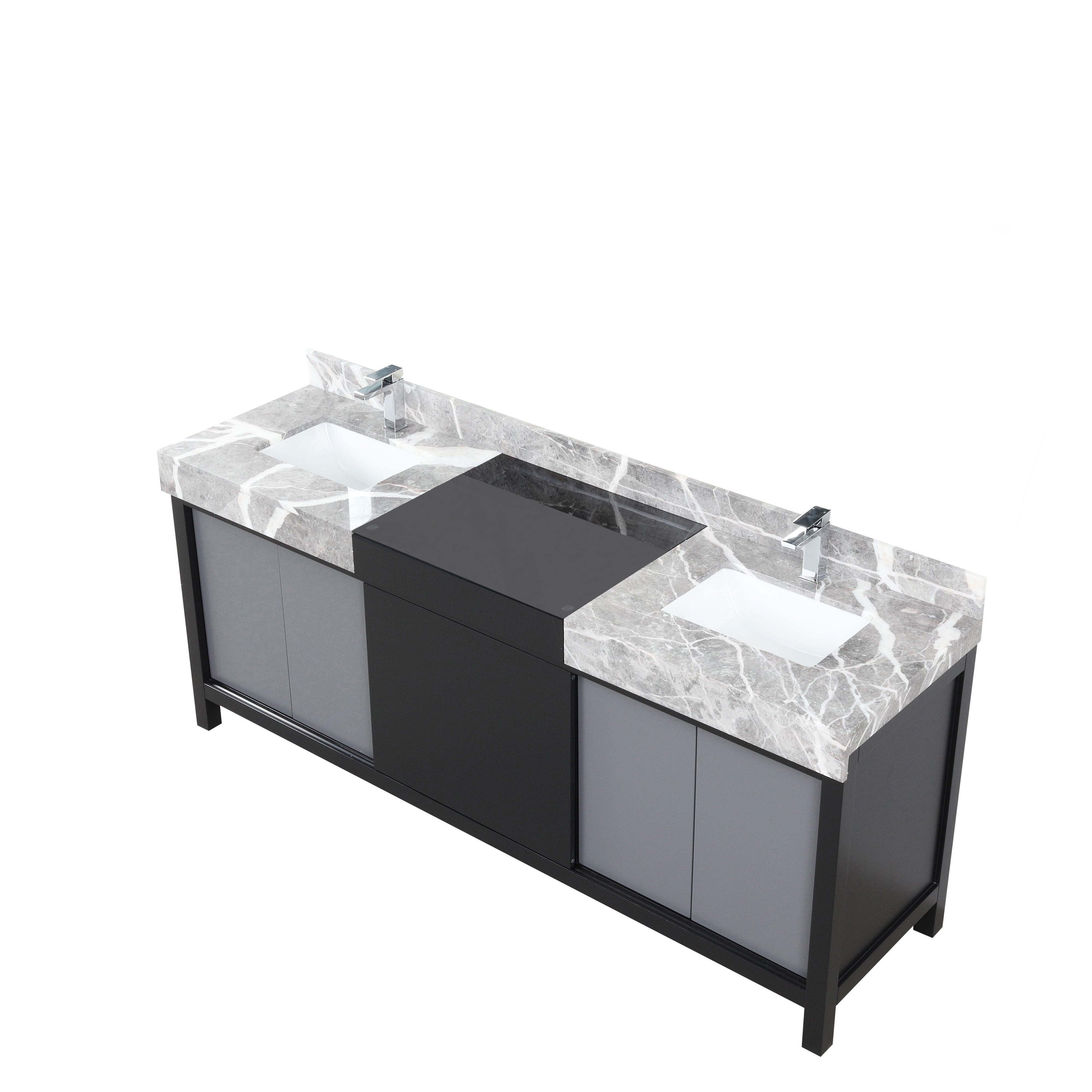 Zilara 80 in W x 22 in D Black and Grey Double Bath Vanity