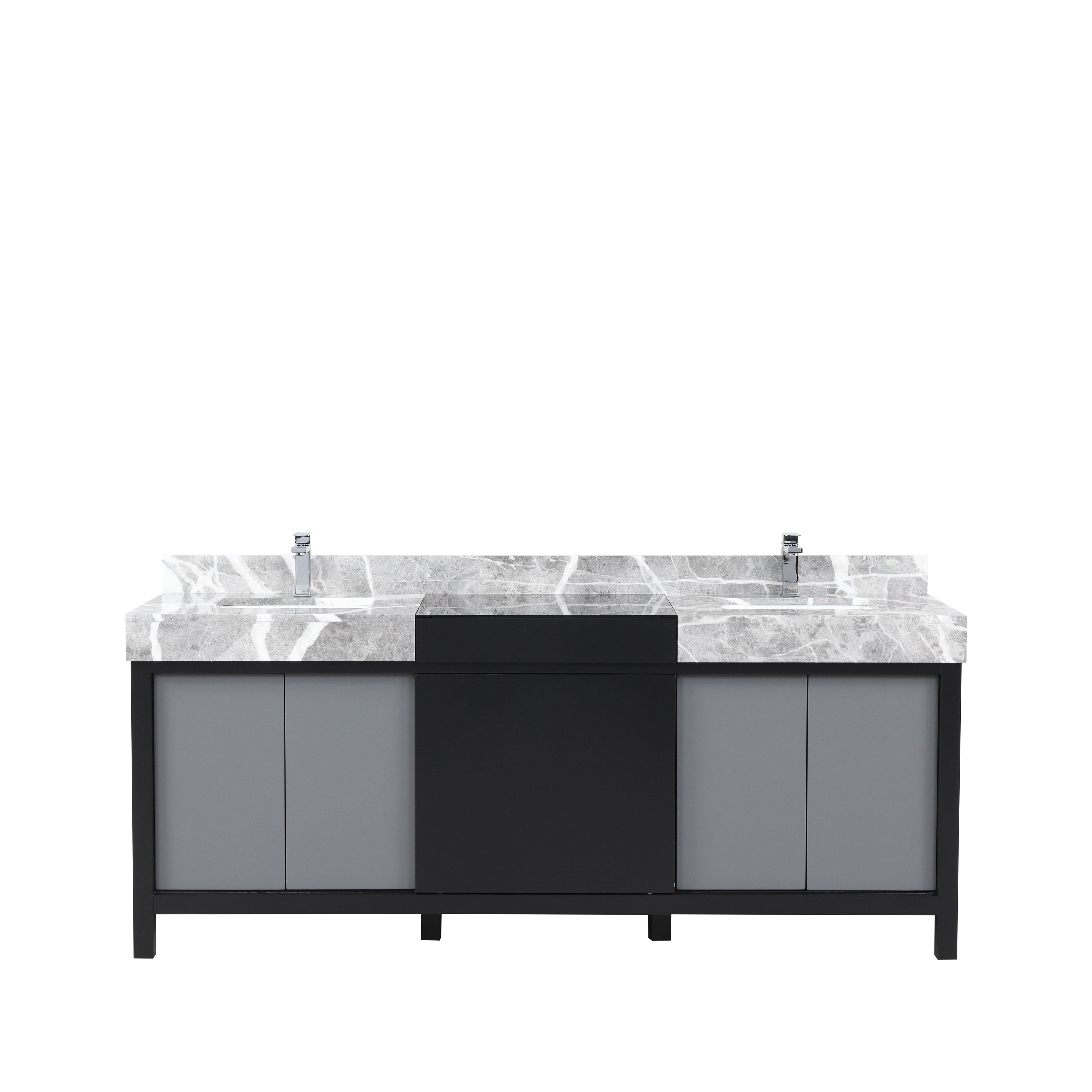 Zilara 80 in W x 22 in D Black and Grey Double Bath Vanity