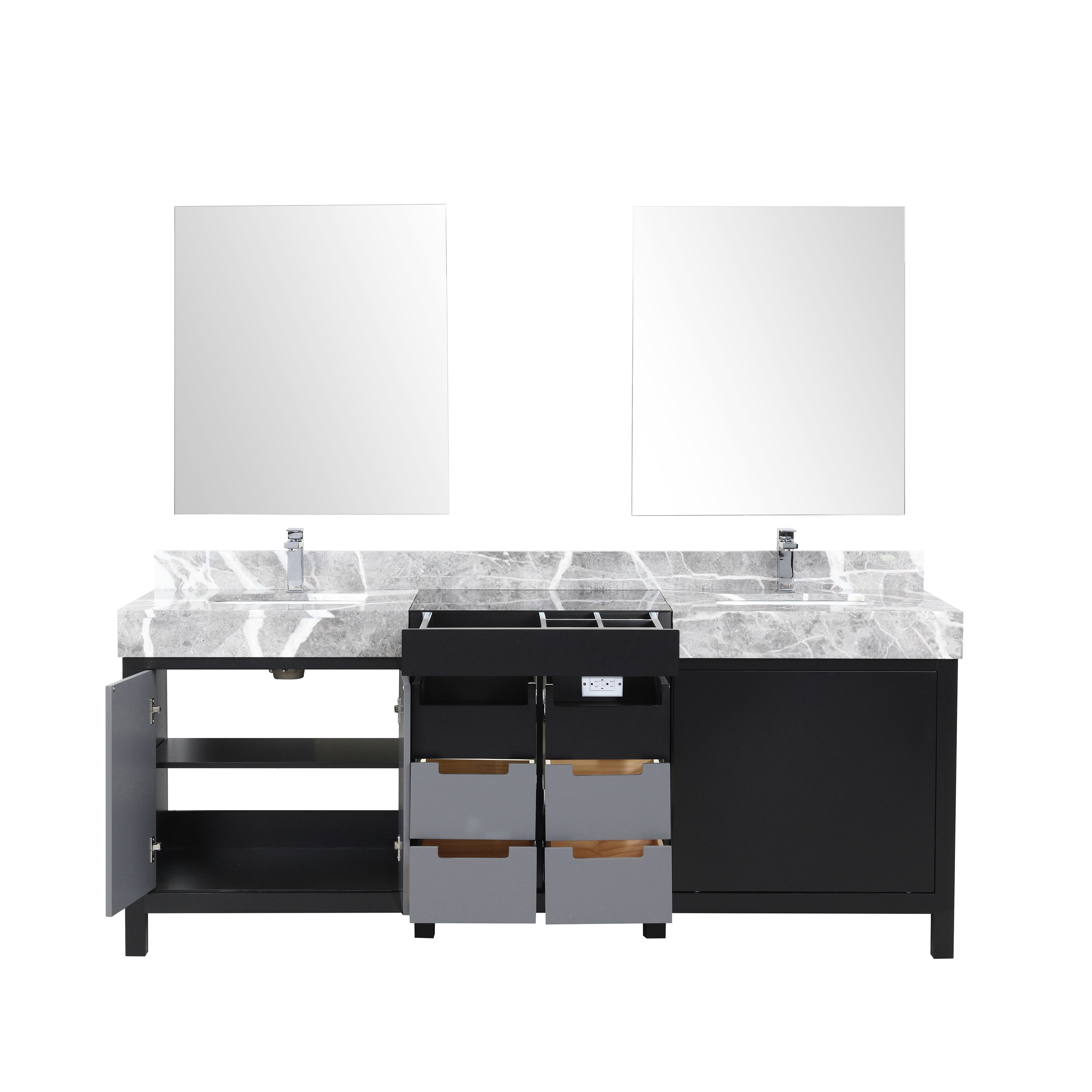 Zilara 80 in W x 22 in D Black and Grey Double Bath Vanity