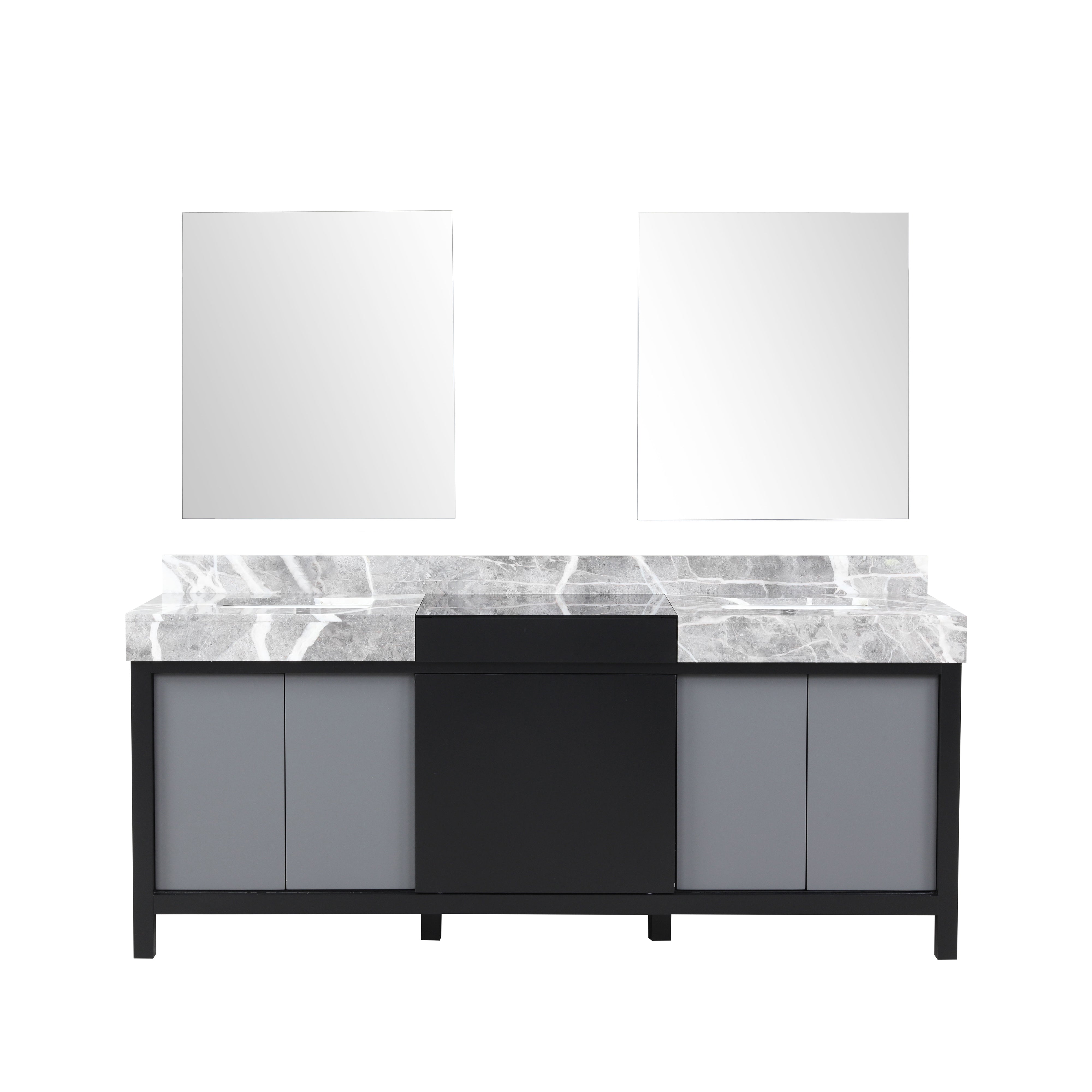 Zilara 80 in W x 22 in D Black and Grey Double Bath Vanity