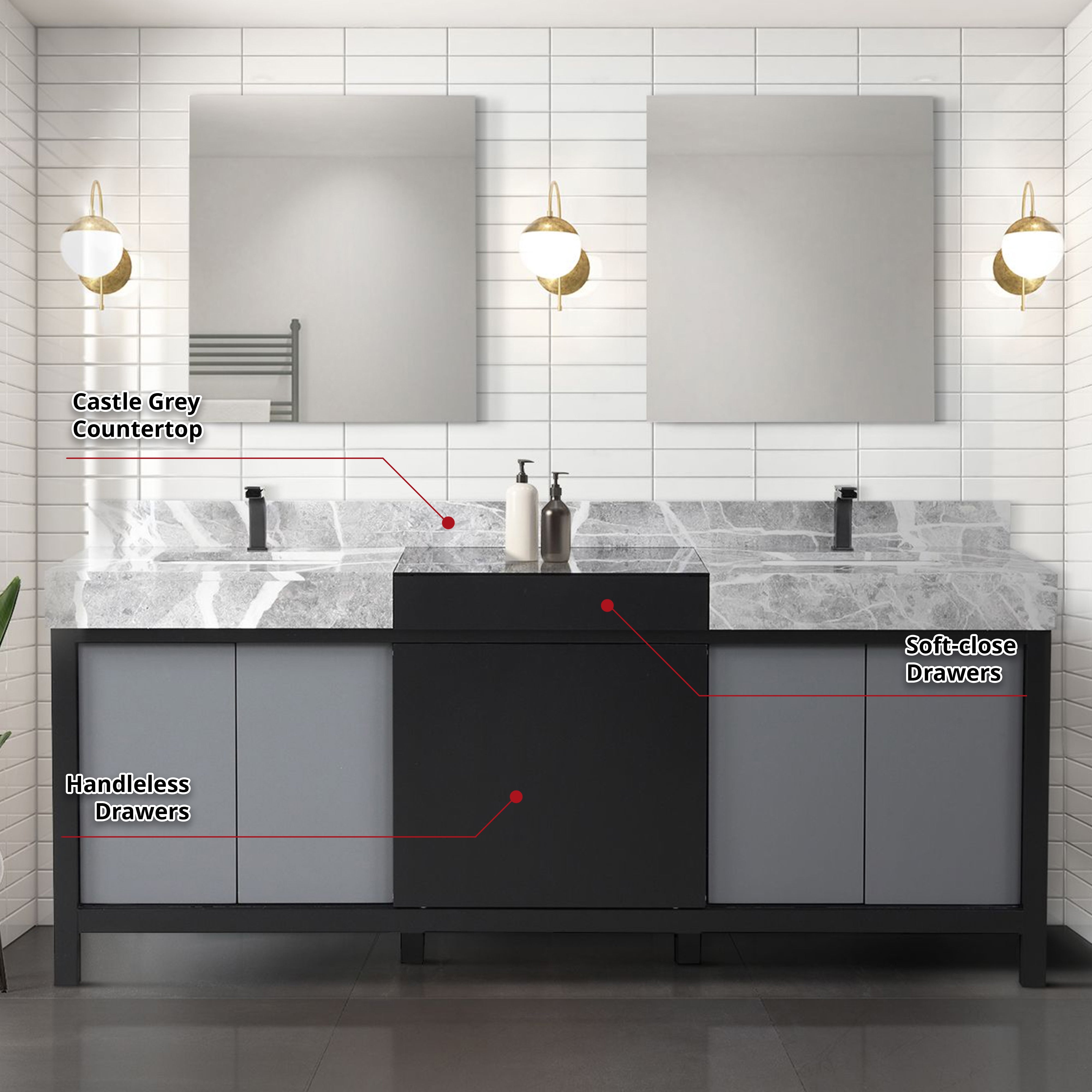 Zilara 80 in W x 22 in D Black and Grey Double Bath Vanity