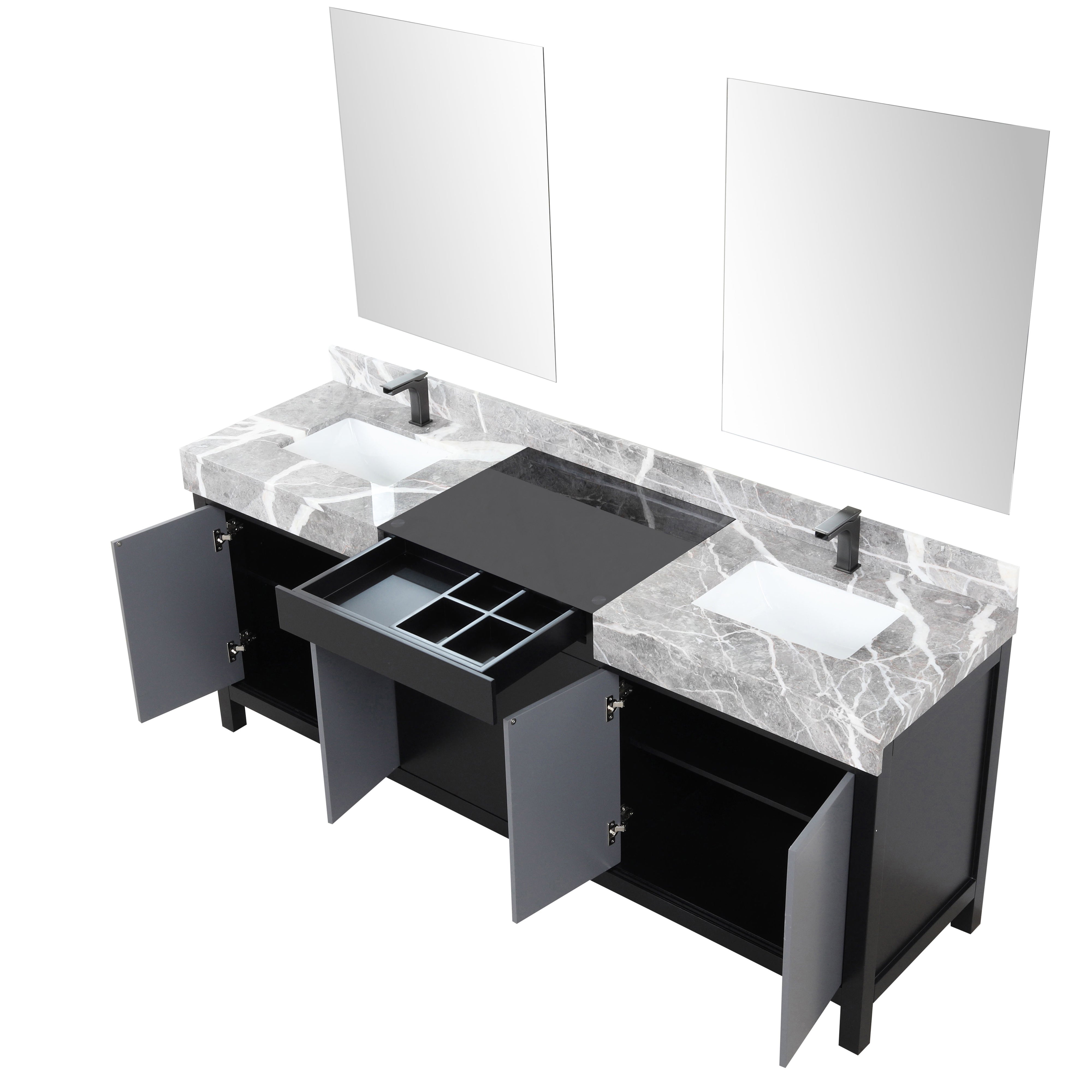 Zilara 80 in W x 22 in D Black and Grey Double Bath Vanity